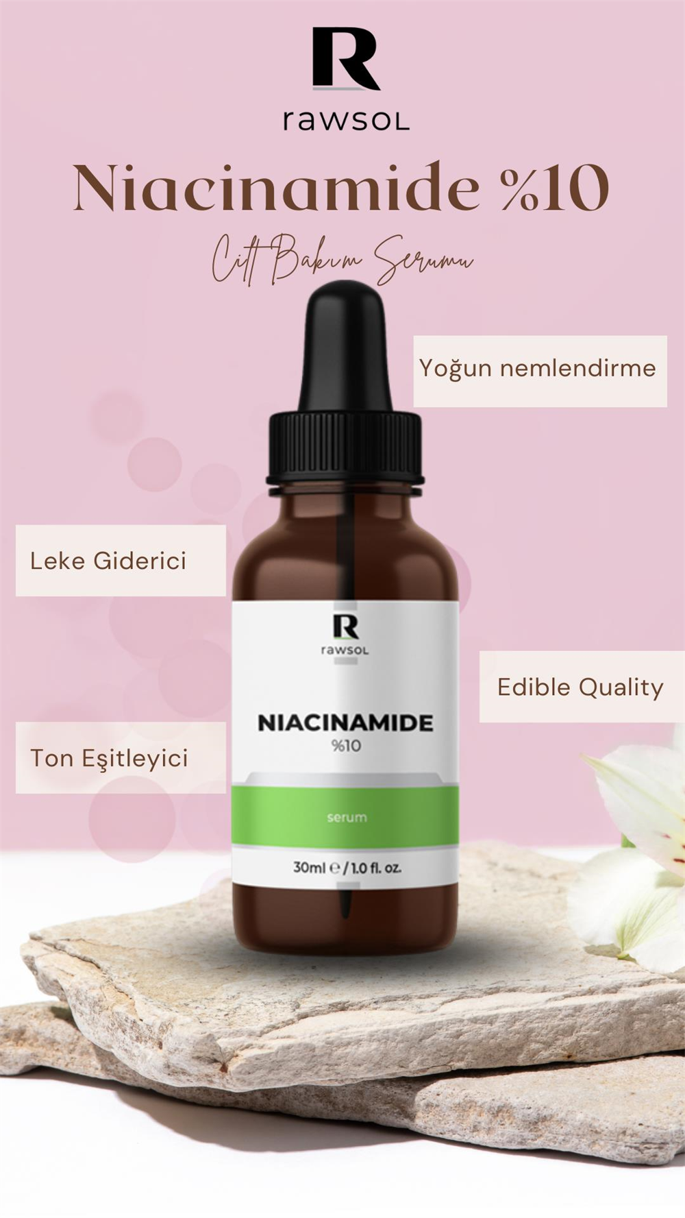 RawSol Niacinamide %10 Cilt Bakım Serumu 30 ml