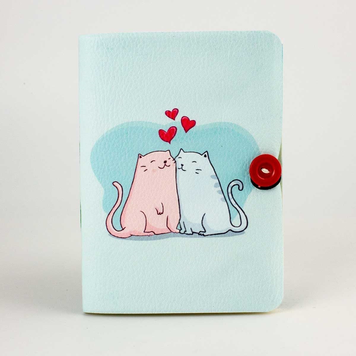 İki Sevgili Kedi Düğmeli Defter