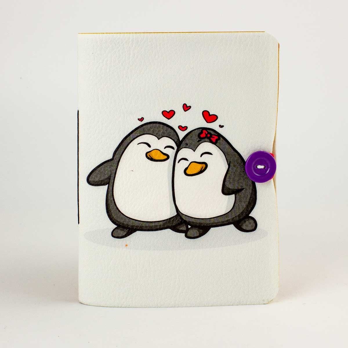 İki Sevgili Penguen Düğmeli Defter