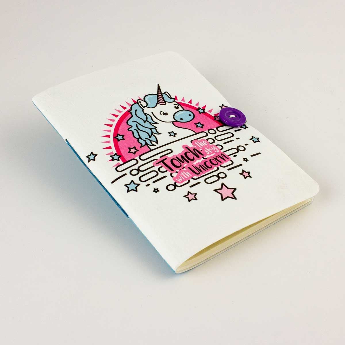 Pembe Unicorn Düğmeli Defter