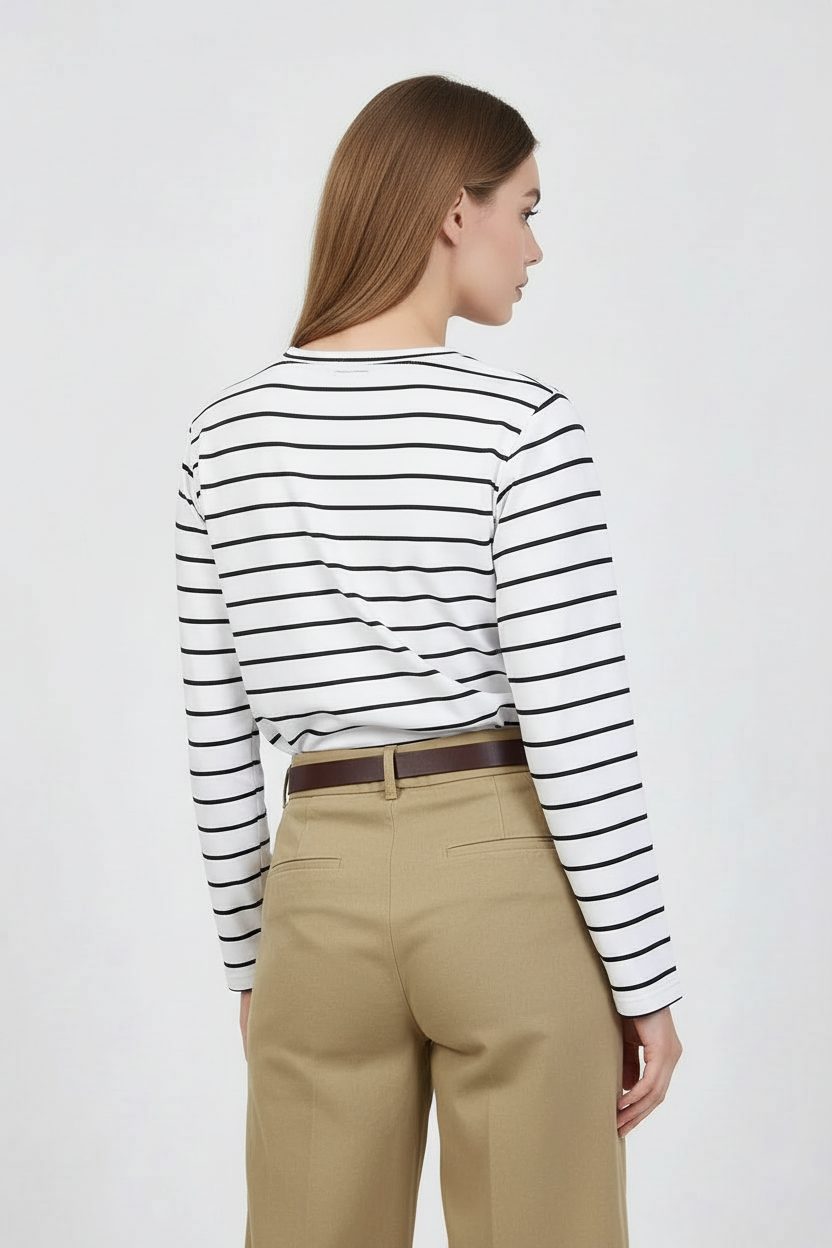 Beyaz Çizgili Sweatshirt