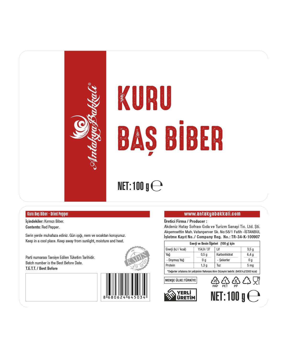 Kuru Baş Biber 100 g