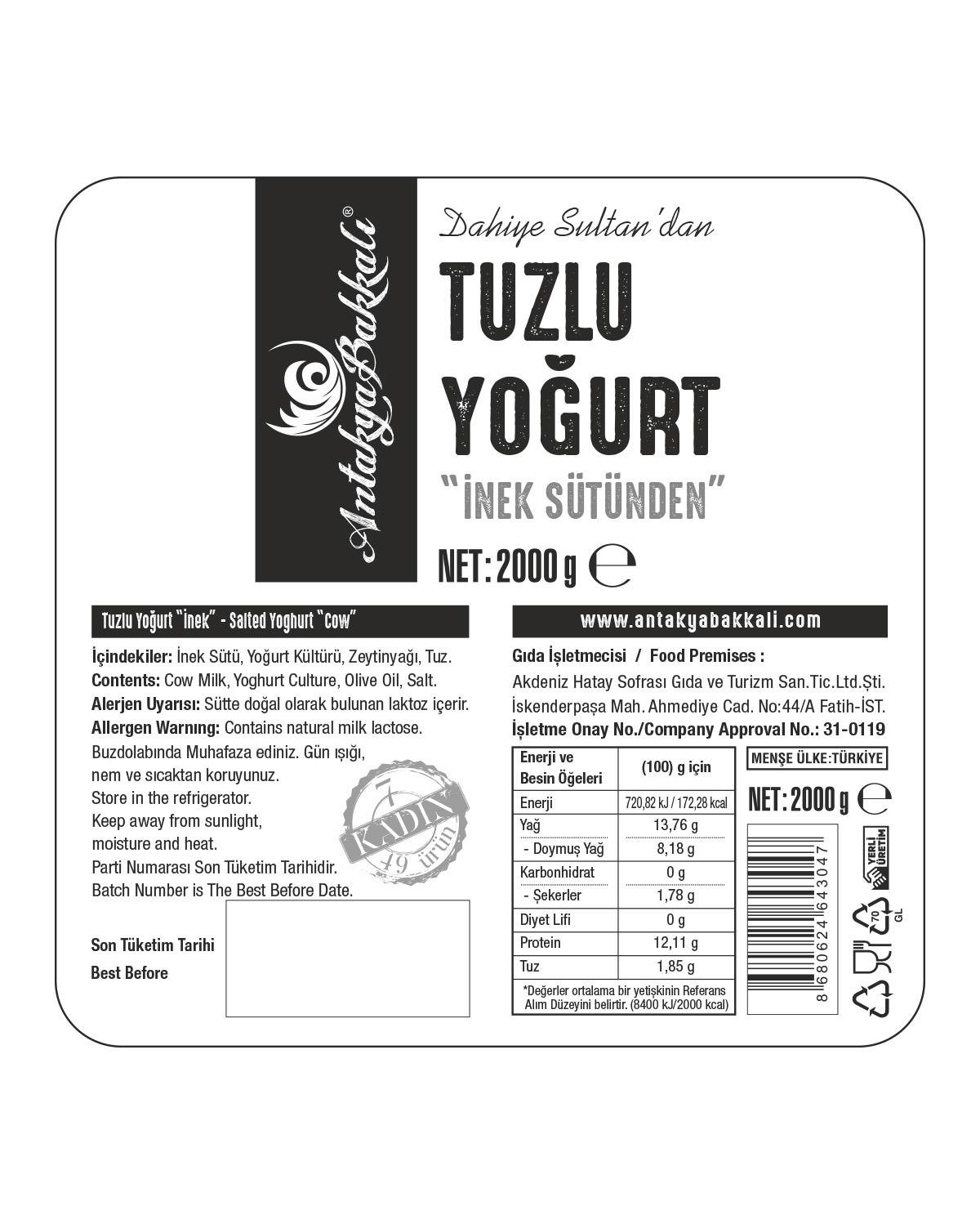 Tuzlu Yoğurt İnek 2000 g