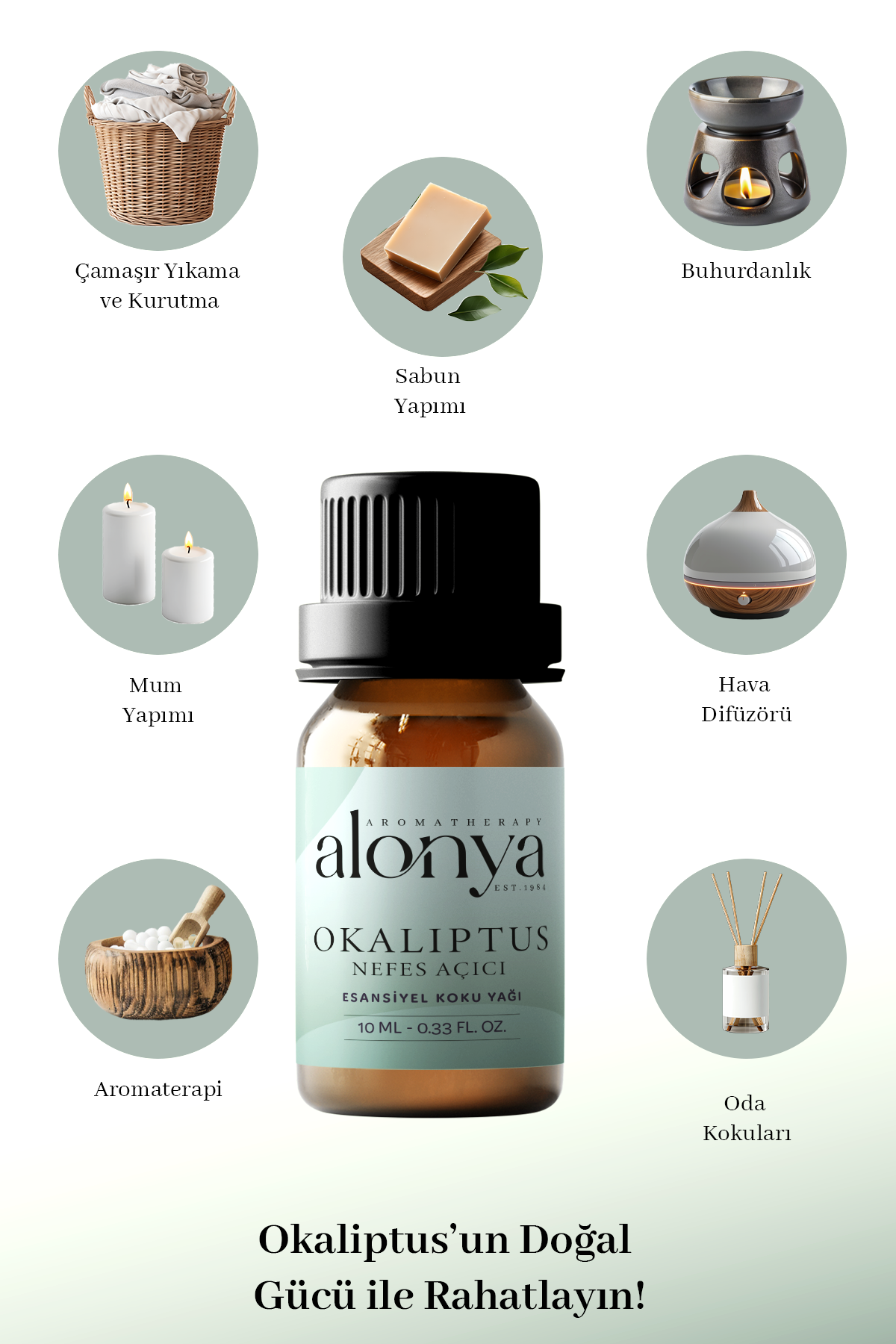OKALİPTUS ESANSİYEL UÇUCU KOKU YAĞI ORTAM KOKUSU DOĞAL YAĞ AROMATERAPİ YAĞI 10 ML