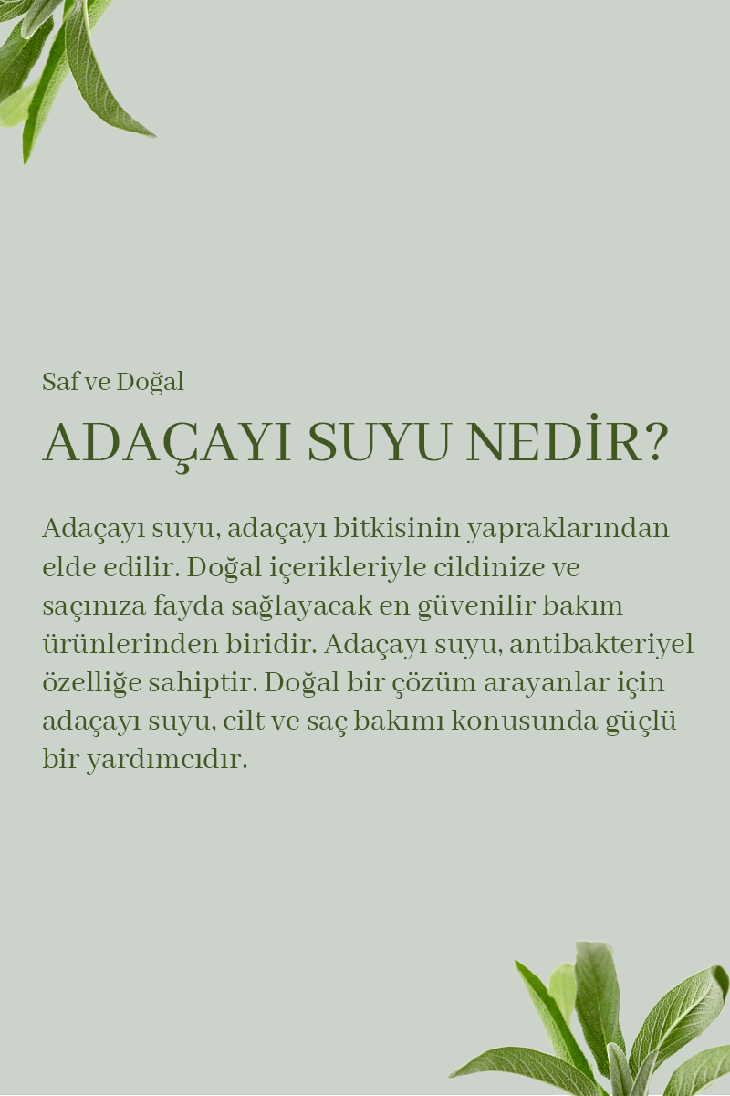 SAF ADAÇAYI HİDROSOLÜ YENİLEYİCİ VE ONARICI ETKİLİ CİLT BAKIM TONİĞİ 150 ML