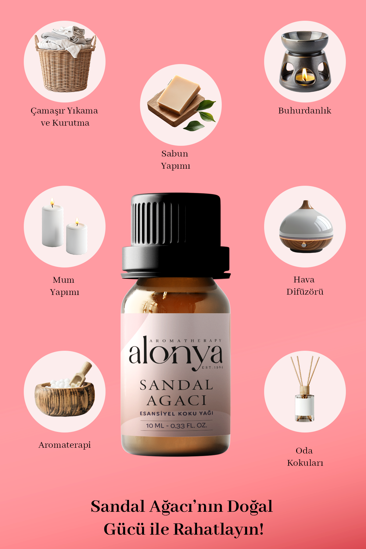 SANDAL AĞACI ESANSİYEL UÇUCU KOKU YAĞI ORTAM KOKUSU DOĞAL YAĞ AROMATERAPİ YAĞI 10 ML