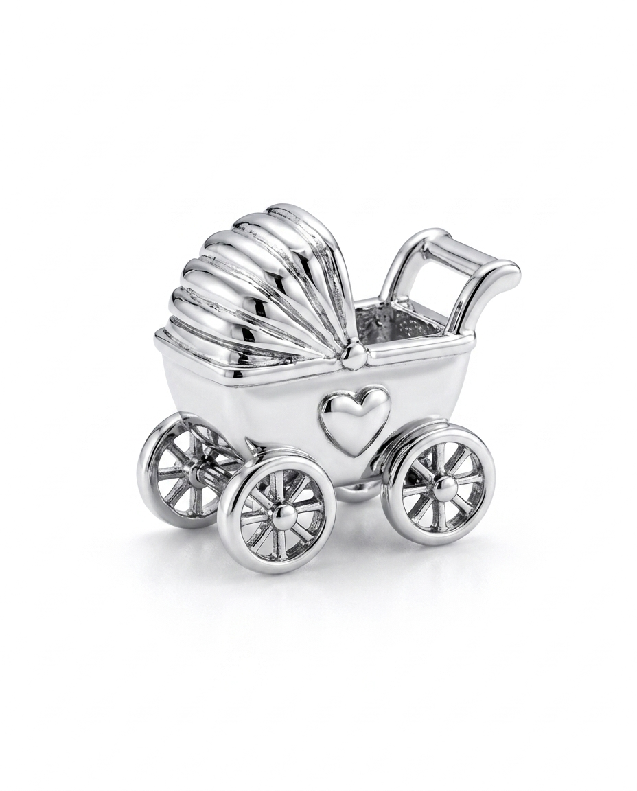 Bebek Arabası Model Gümüş Charm