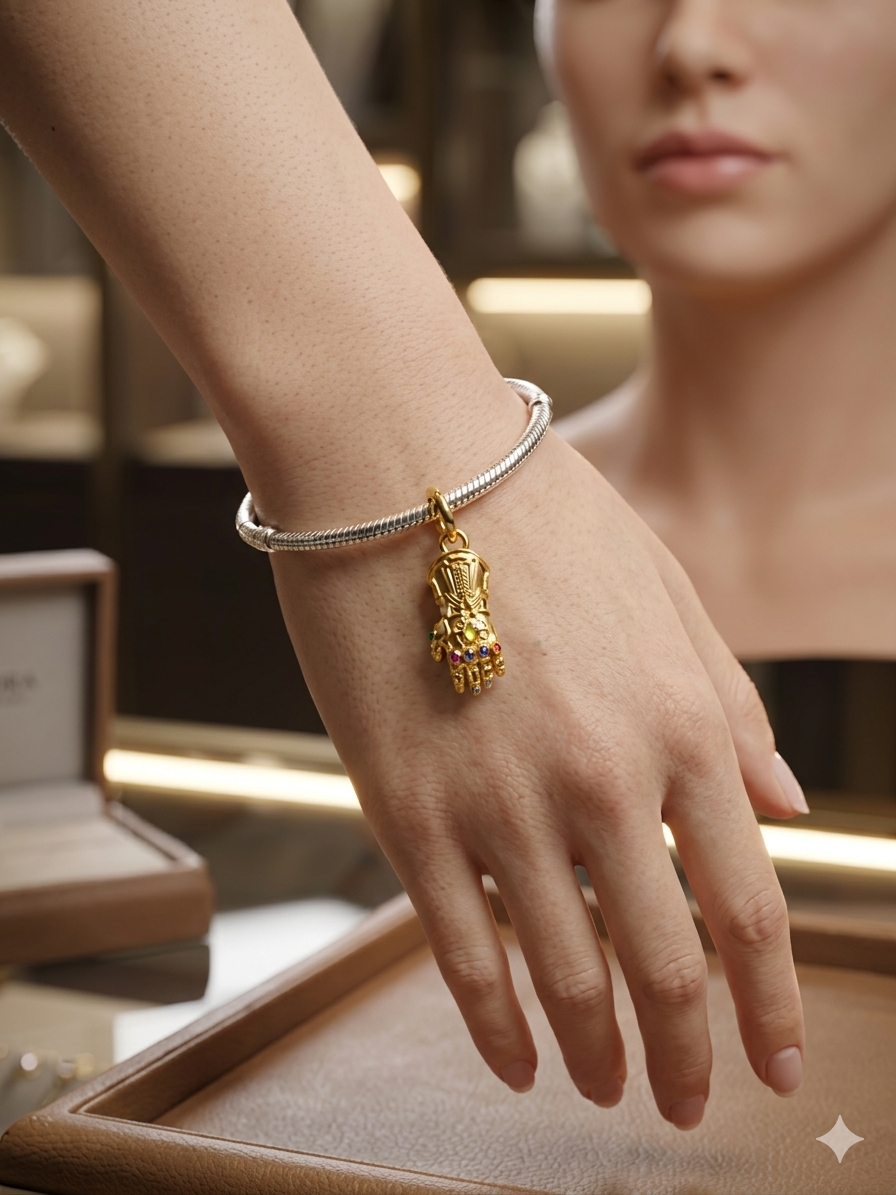  Gümüş Marvel The Avengers Infinity Gauntlet Sallantılı Charm