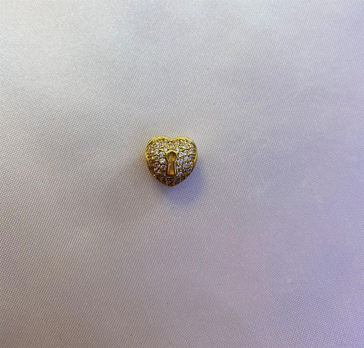 Bayan Gümüş Pandora Bileklik Uyumlu Gold Kalp Model Charm