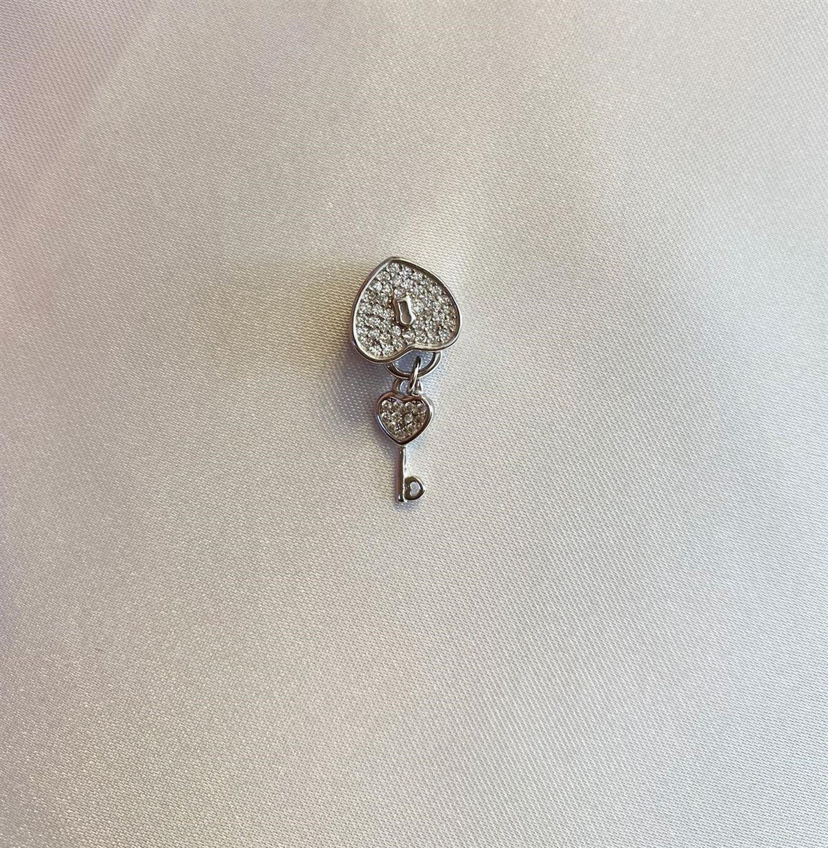 Bayan Gümüş Pandora Bileklik Uyumlu Kalp ve Anahtar Detay Charm