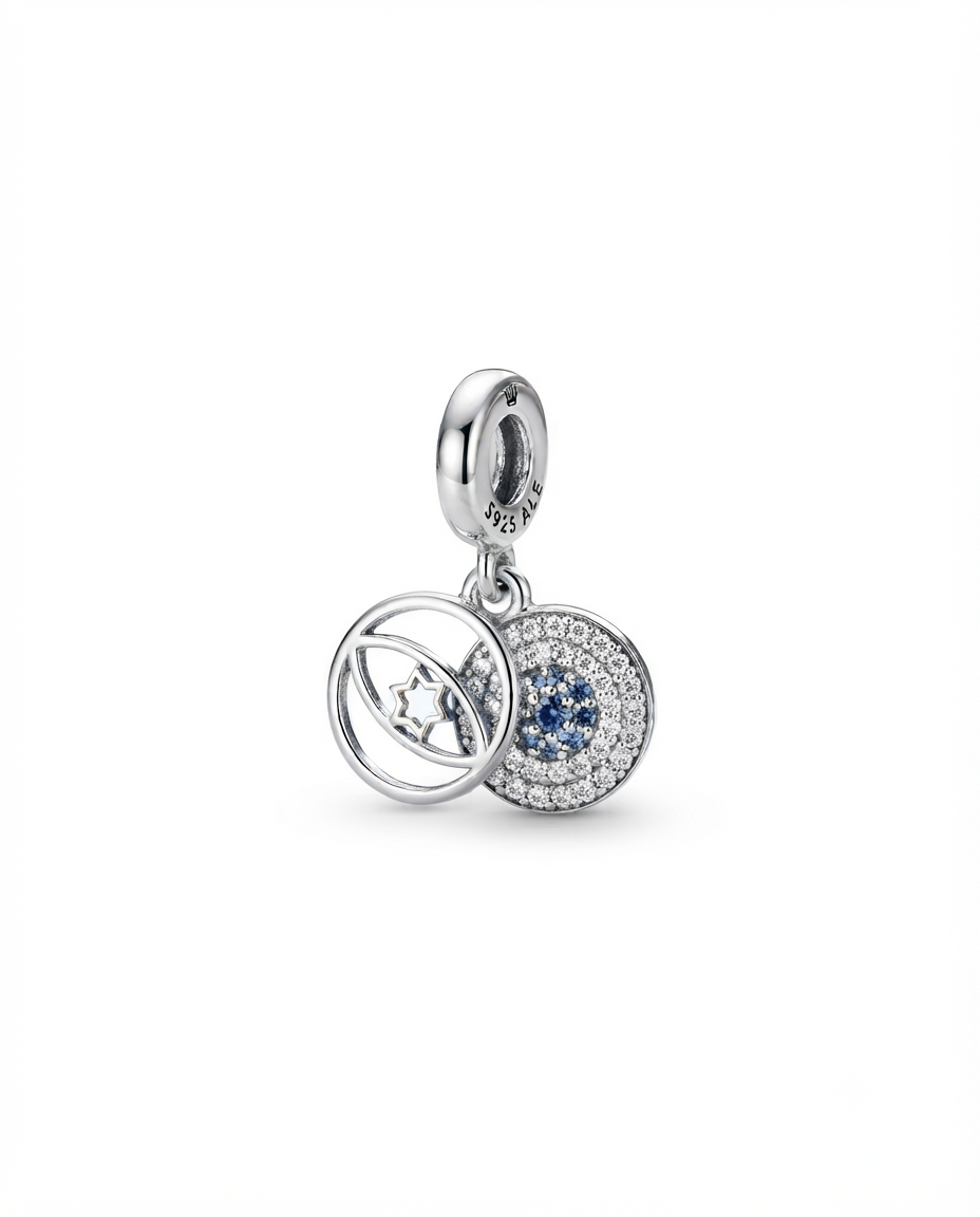 Bayan Gümüş Pandora Bileklik Uyumlu Nazar Boncuğu Model Charm