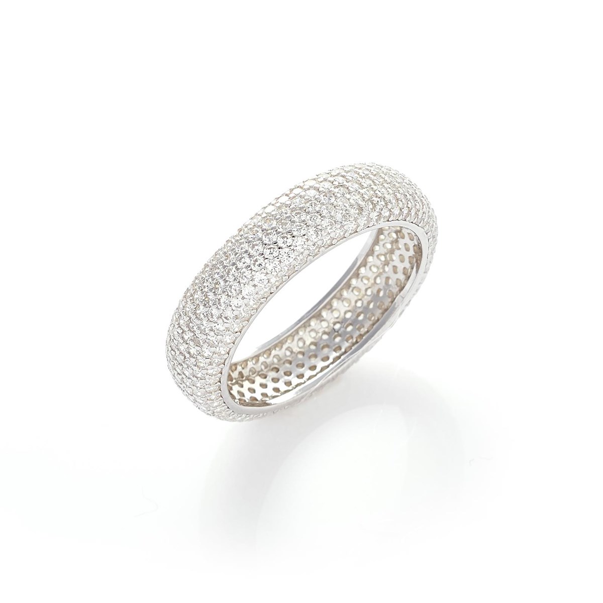 Bayan Oval Komple Swarovski Taş Detay Gümüş Yüzük