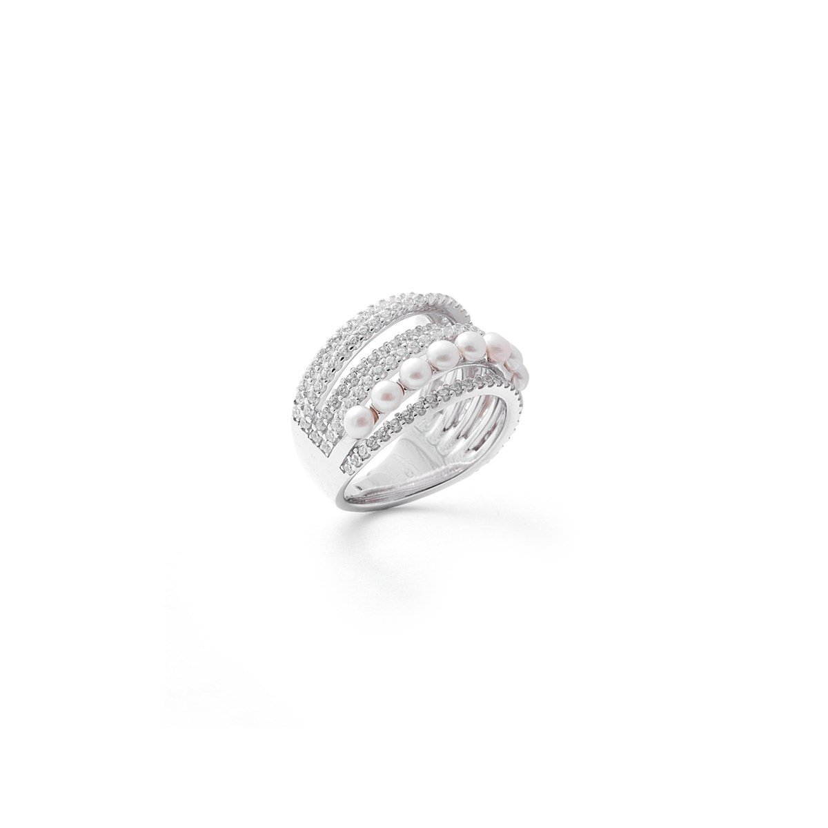 Gümüş İthal Ve Kararma Yapmaz Swarovski İnci Detay Yüzük