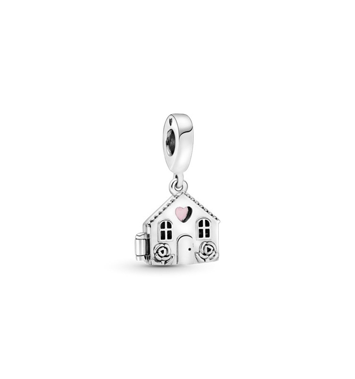 Gümüş Pembe Kalp Detay Ev model Charm
