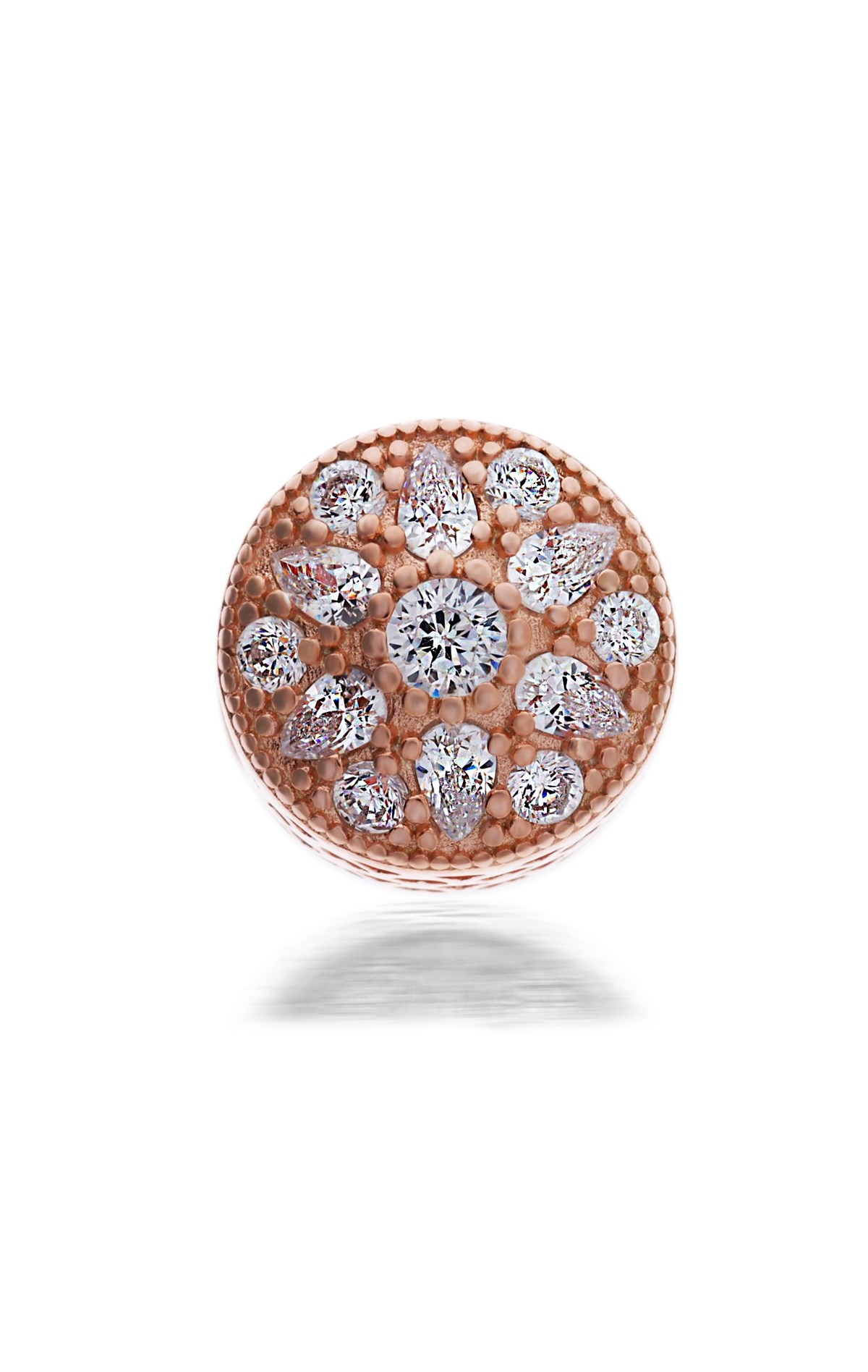Kadı Rose Renk Taşlı Gümüş Charm