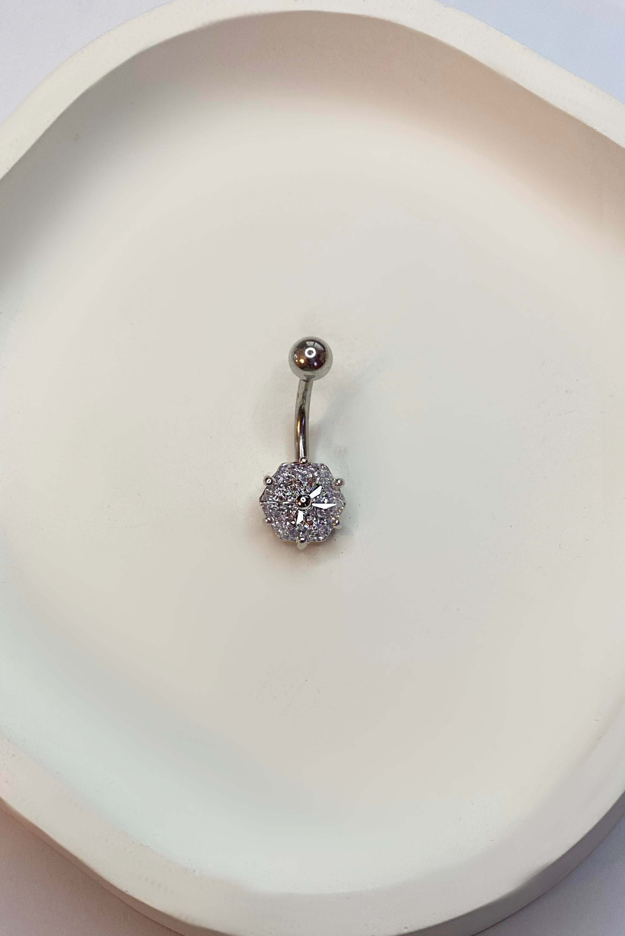 Kadın Altıgen Taş Model Çelik Piercing 