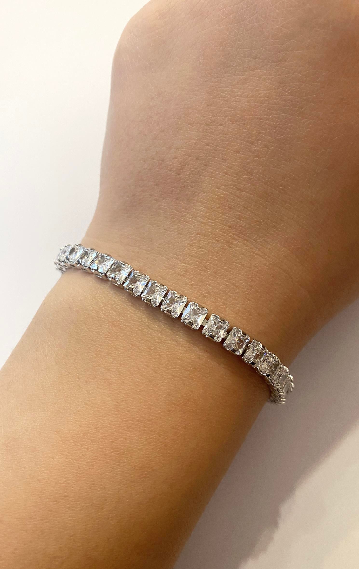 Kadın Dikdörtgen Taş Su Yolu Model Çelik Bileklik