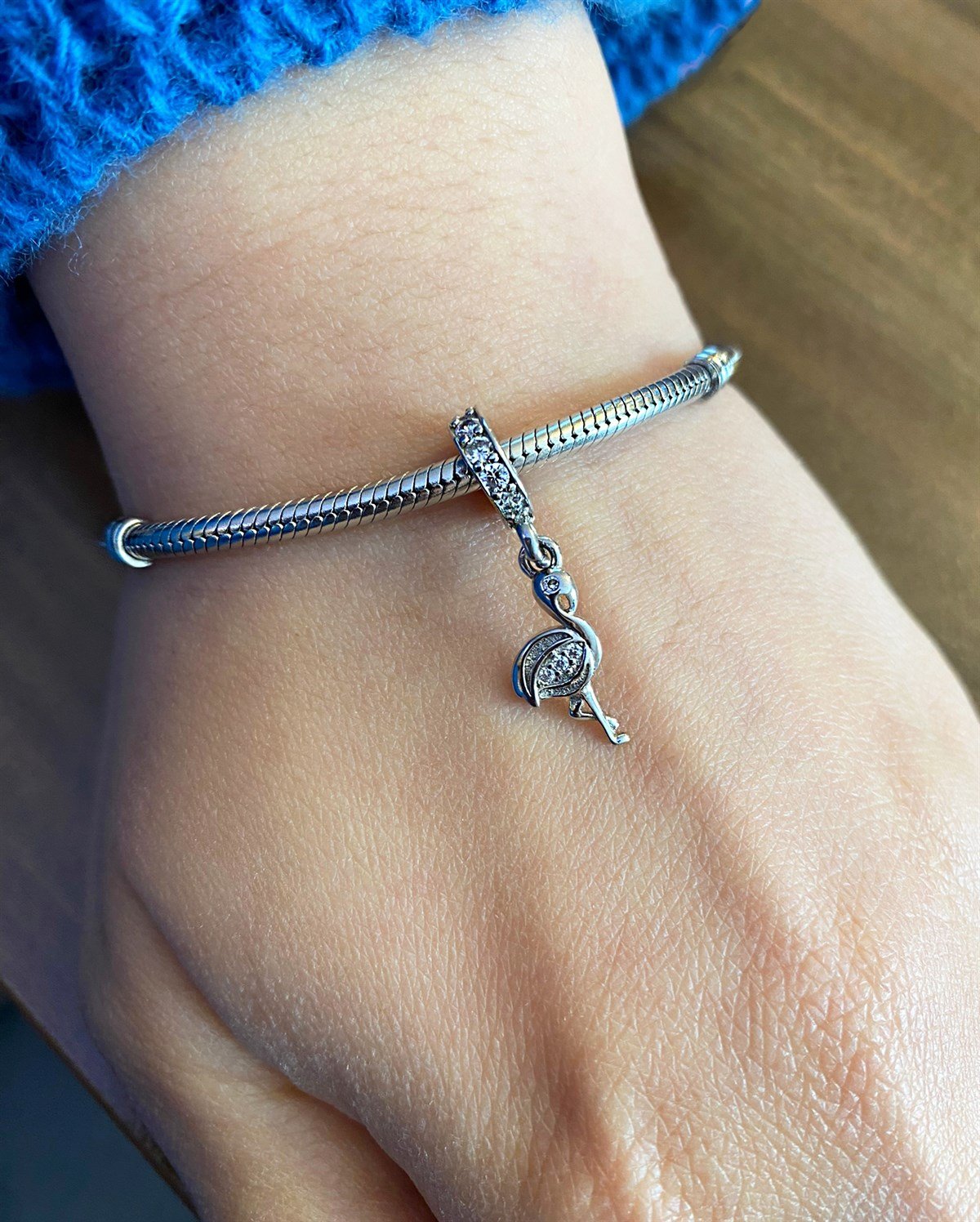 Kadın Flamingo Model Gümüş Charm