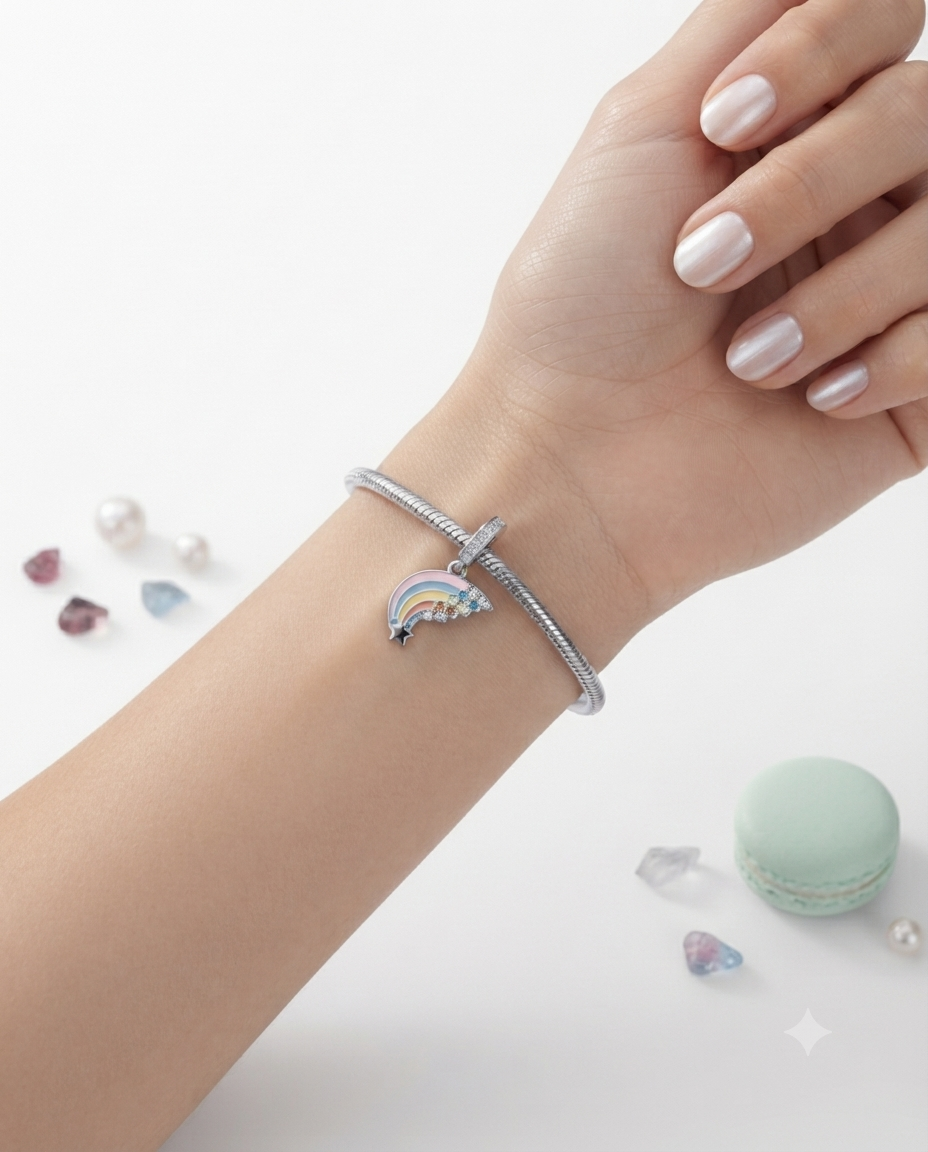 Kadın Gökkuşağı Model Gümüş Charm
