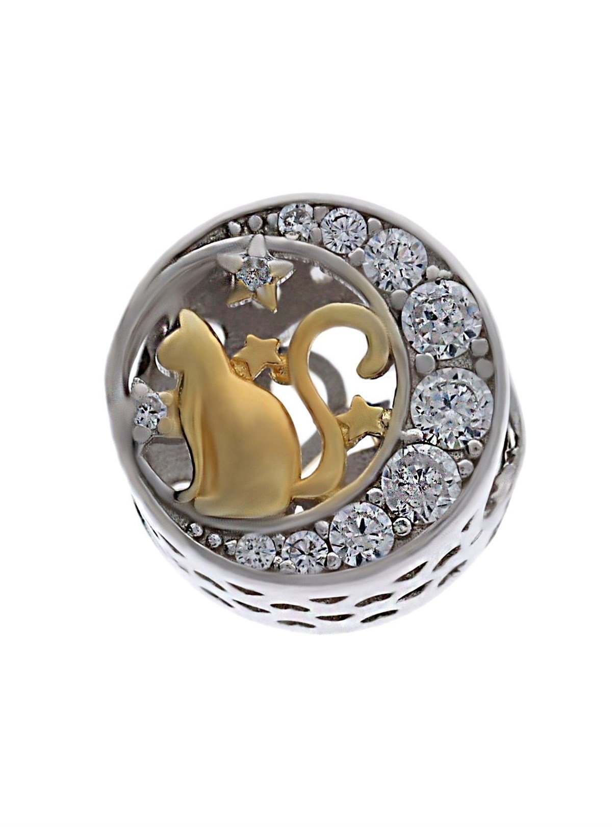 Kadın Gold Kedi Model Gümüş Charm