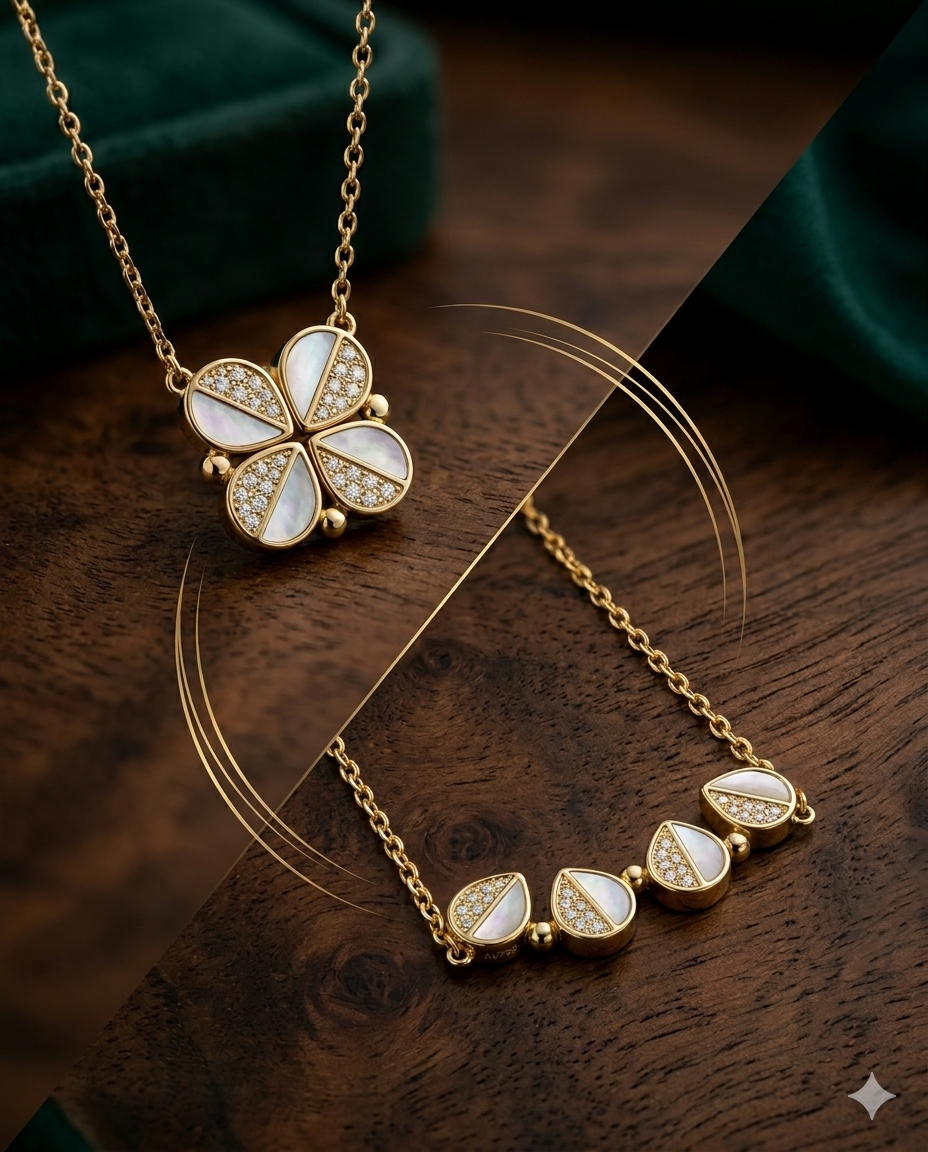 Kadın Gold Renk Tasarım Model Taşlı Gümüş Kolye 