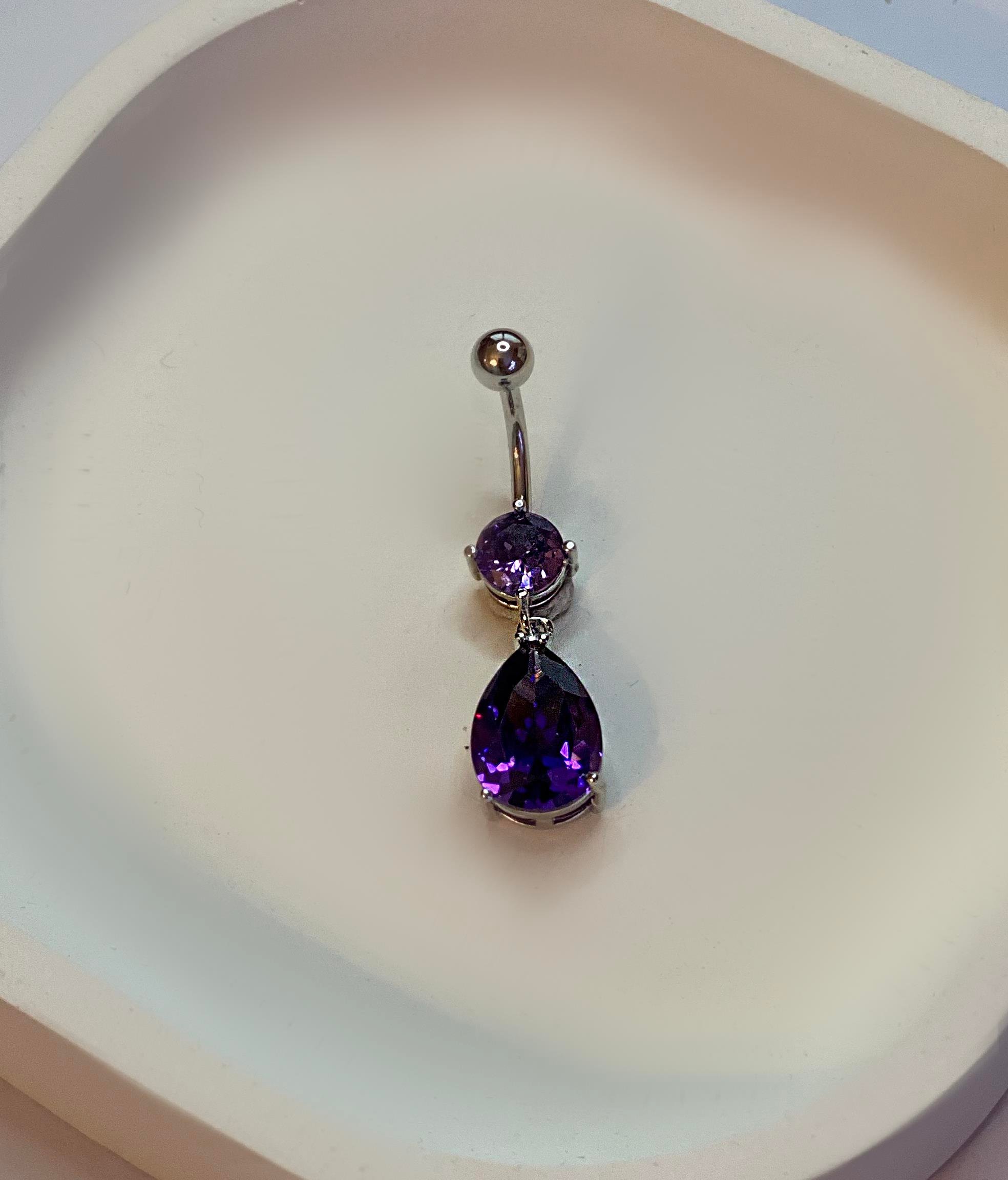 Kadın İkili Mor Taş Detay Sallantılı Çelik Piercing