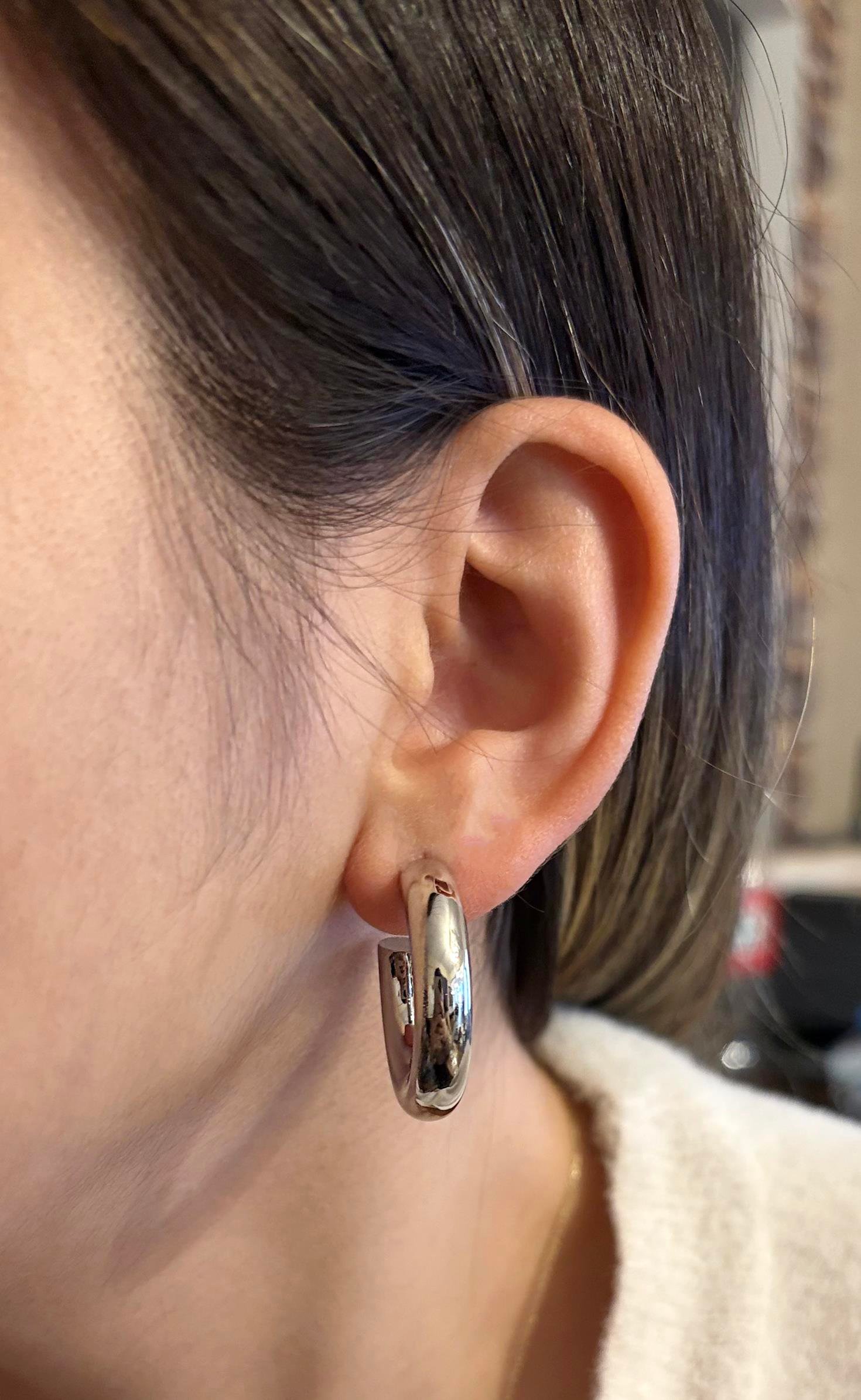 Kadın Kalın Silver Renk Çelik Küpe