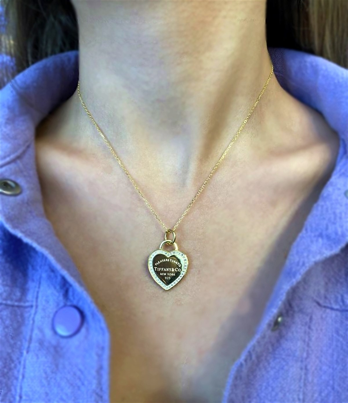 Kadın Kalp Model Taşlı Gümüş Kolye