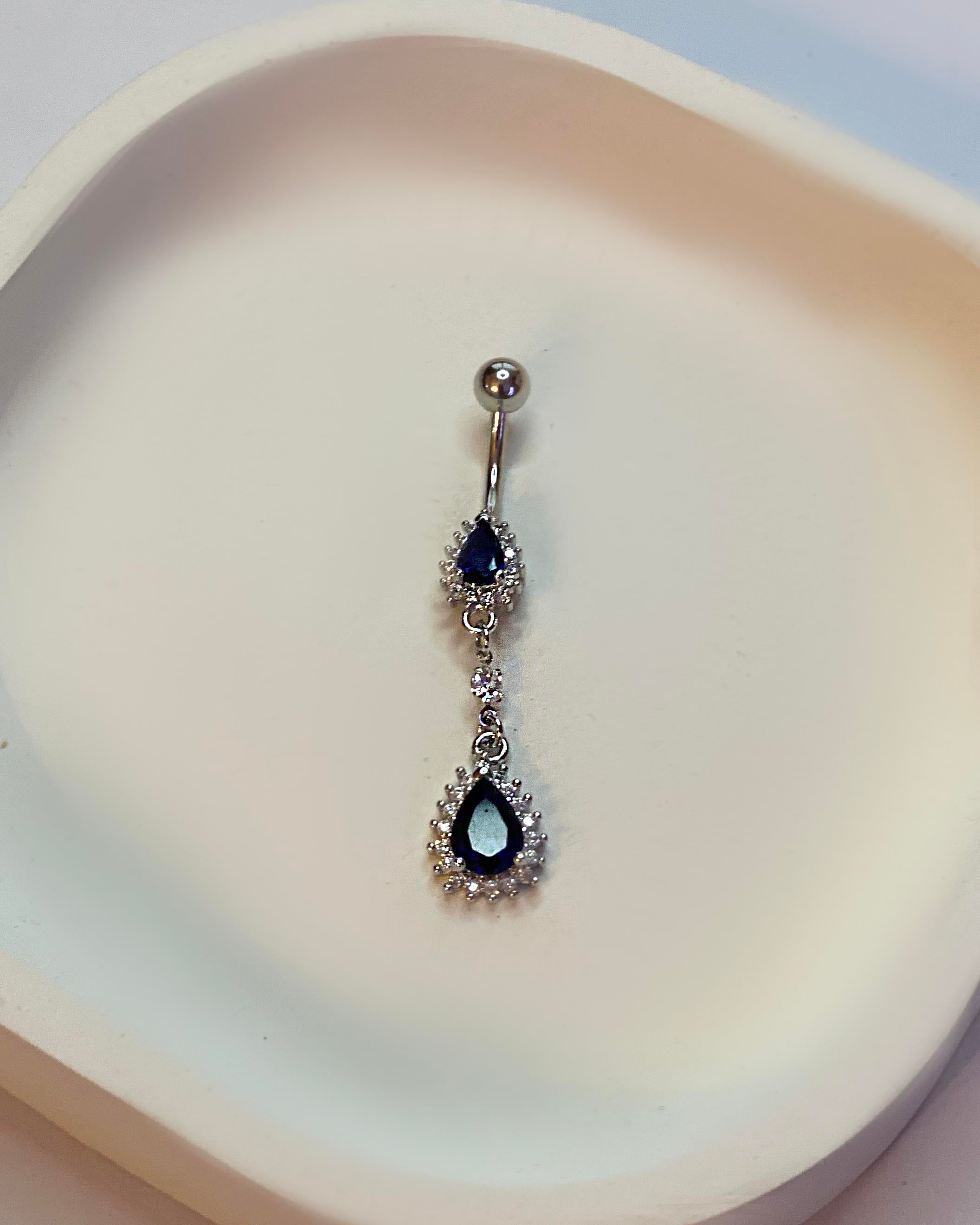 Kadın Mavi Damla Taş Detay Çelik Piercing
