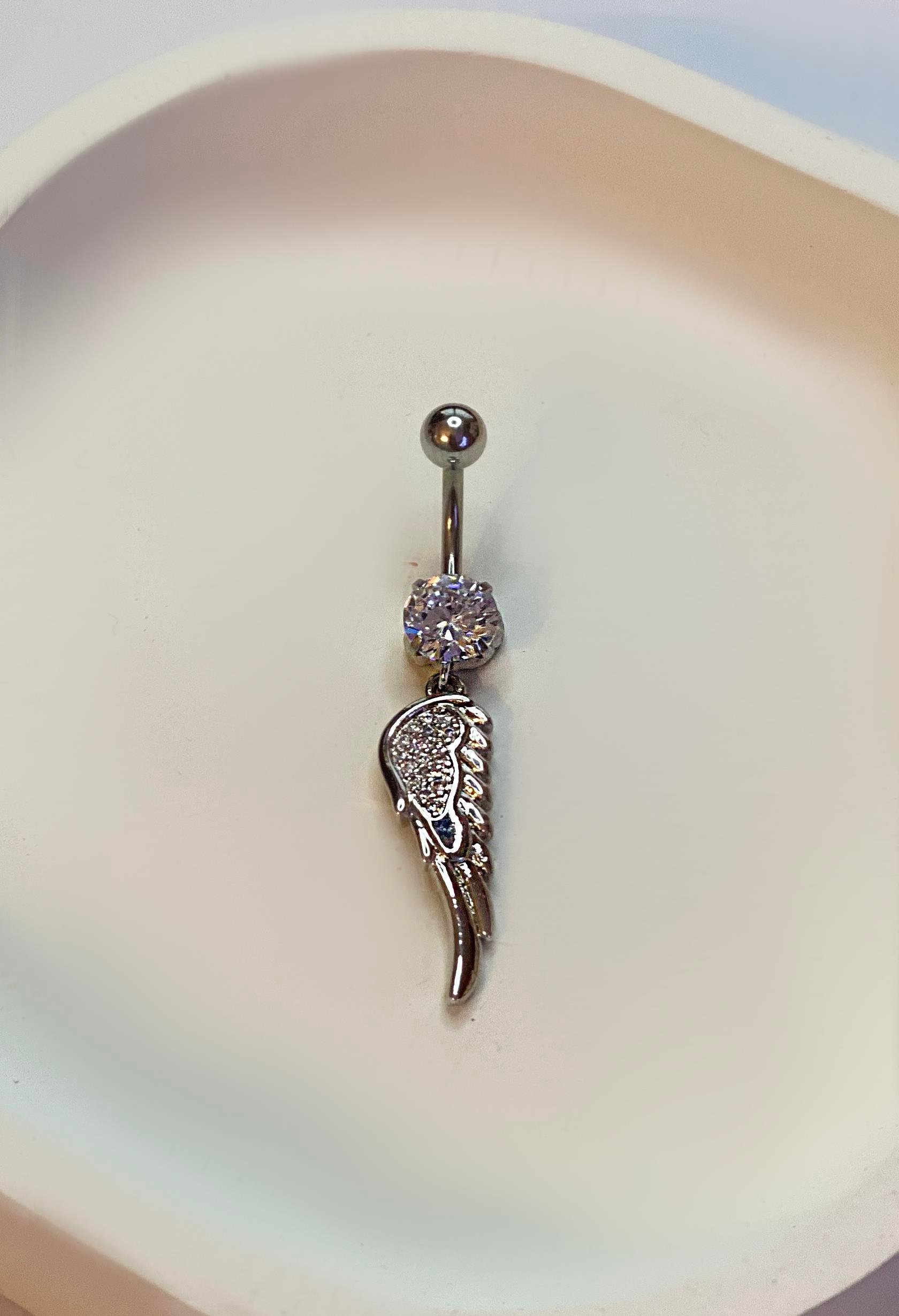 Kadın Melek Kanadı Taşlı Çelik Piercing