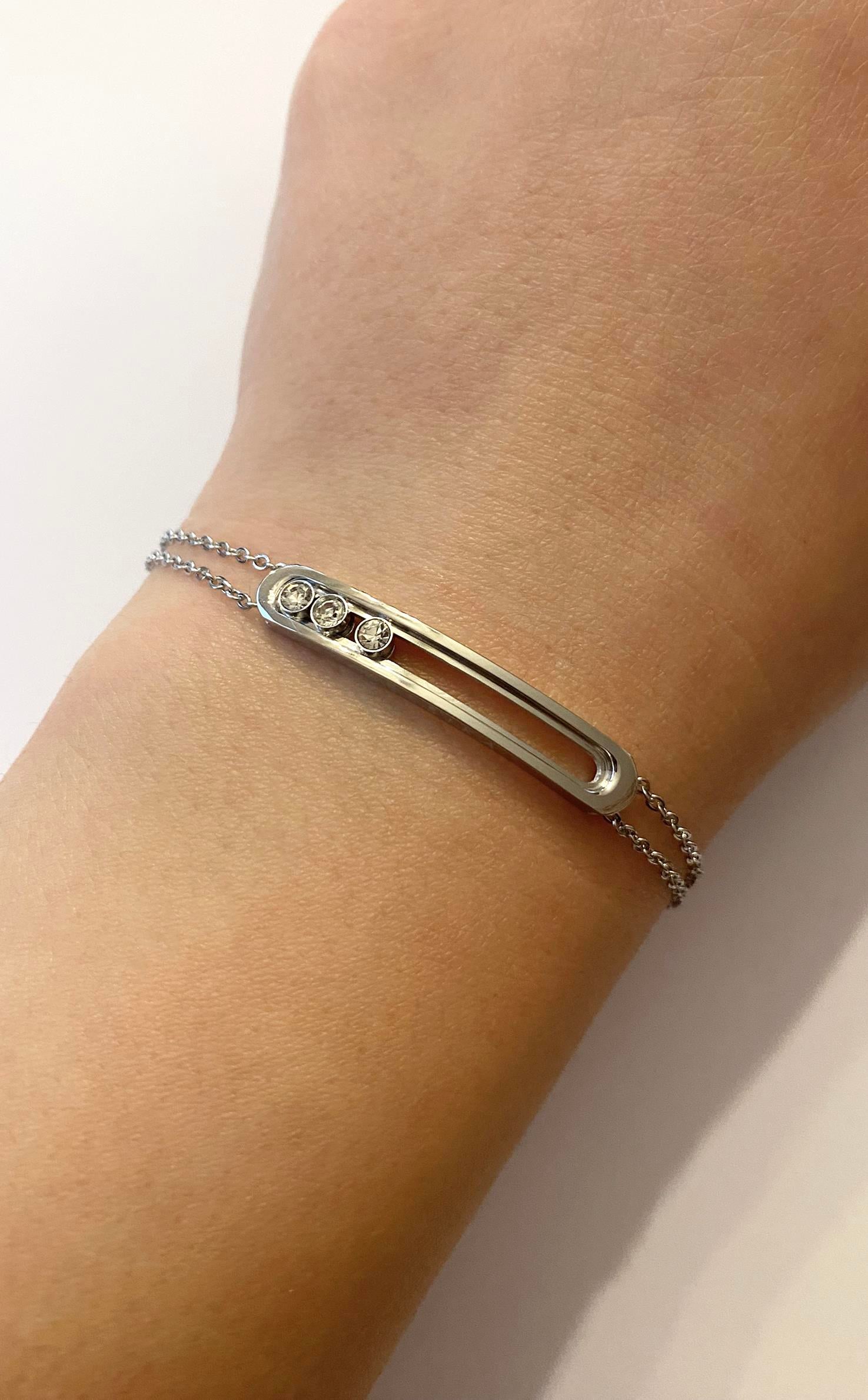 Kadın Modern Hareketli Taşlar Model Çelik Bileklik 