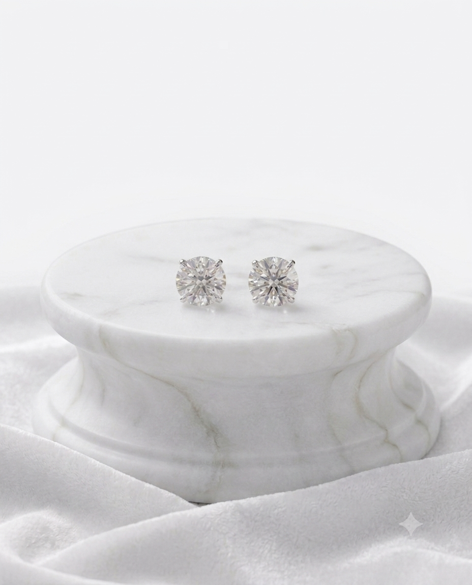 Kadın Moissanite Tek Taş Model Gümüş Küpe