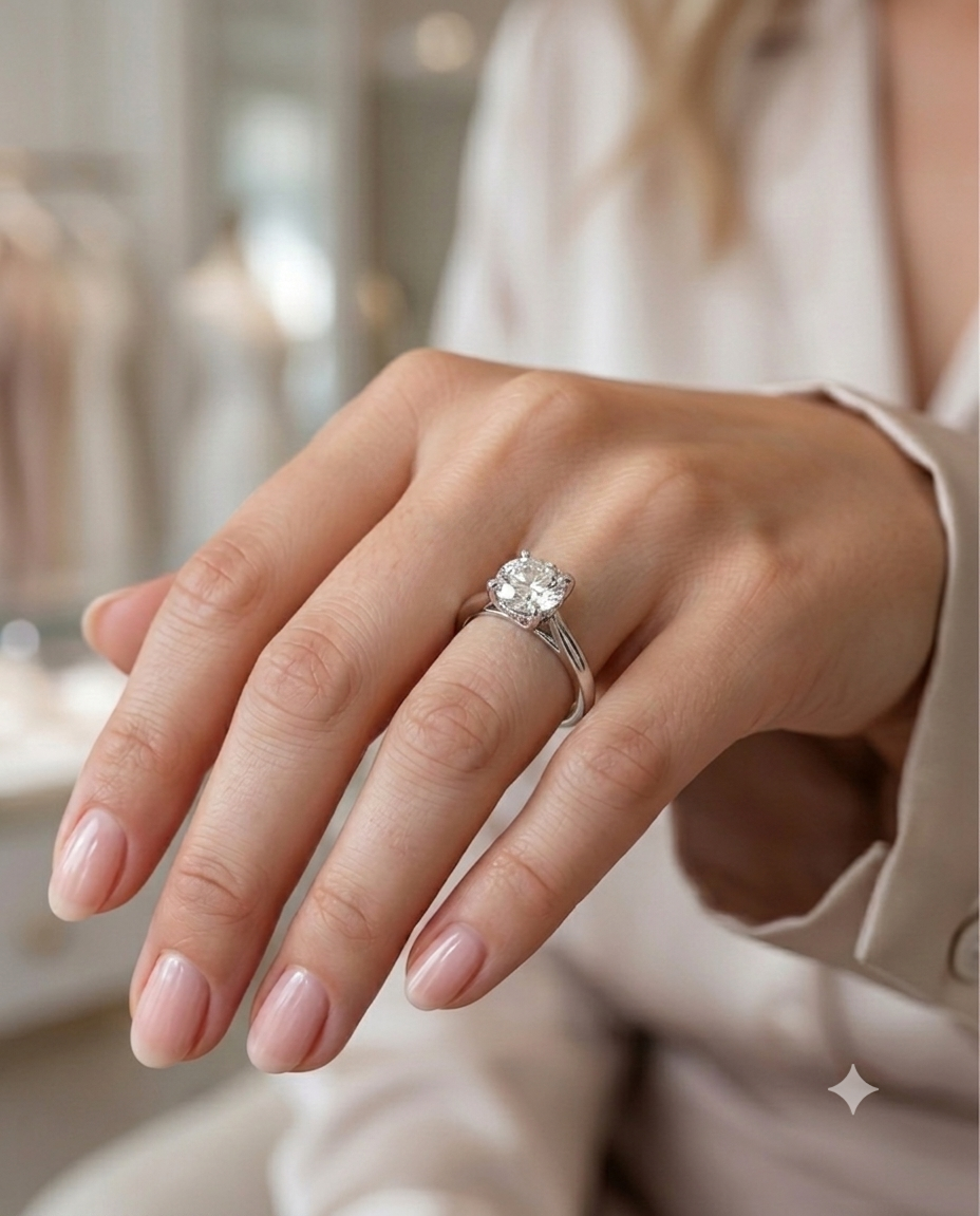 Kadın Moissanite Tektaş Detay Gümüş Yüzük