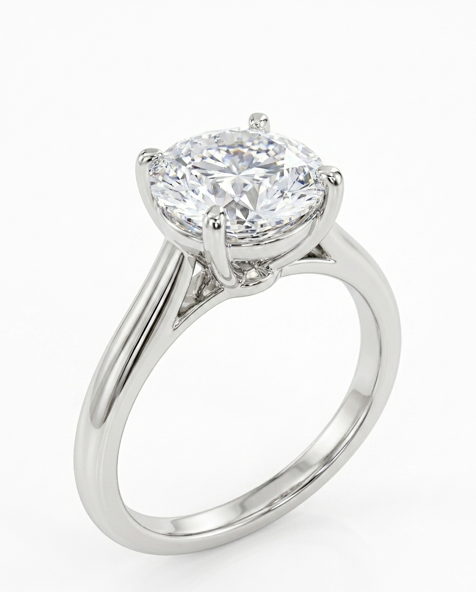 Kadın Moissanite Tektaş Detay Gümüş Yüzük