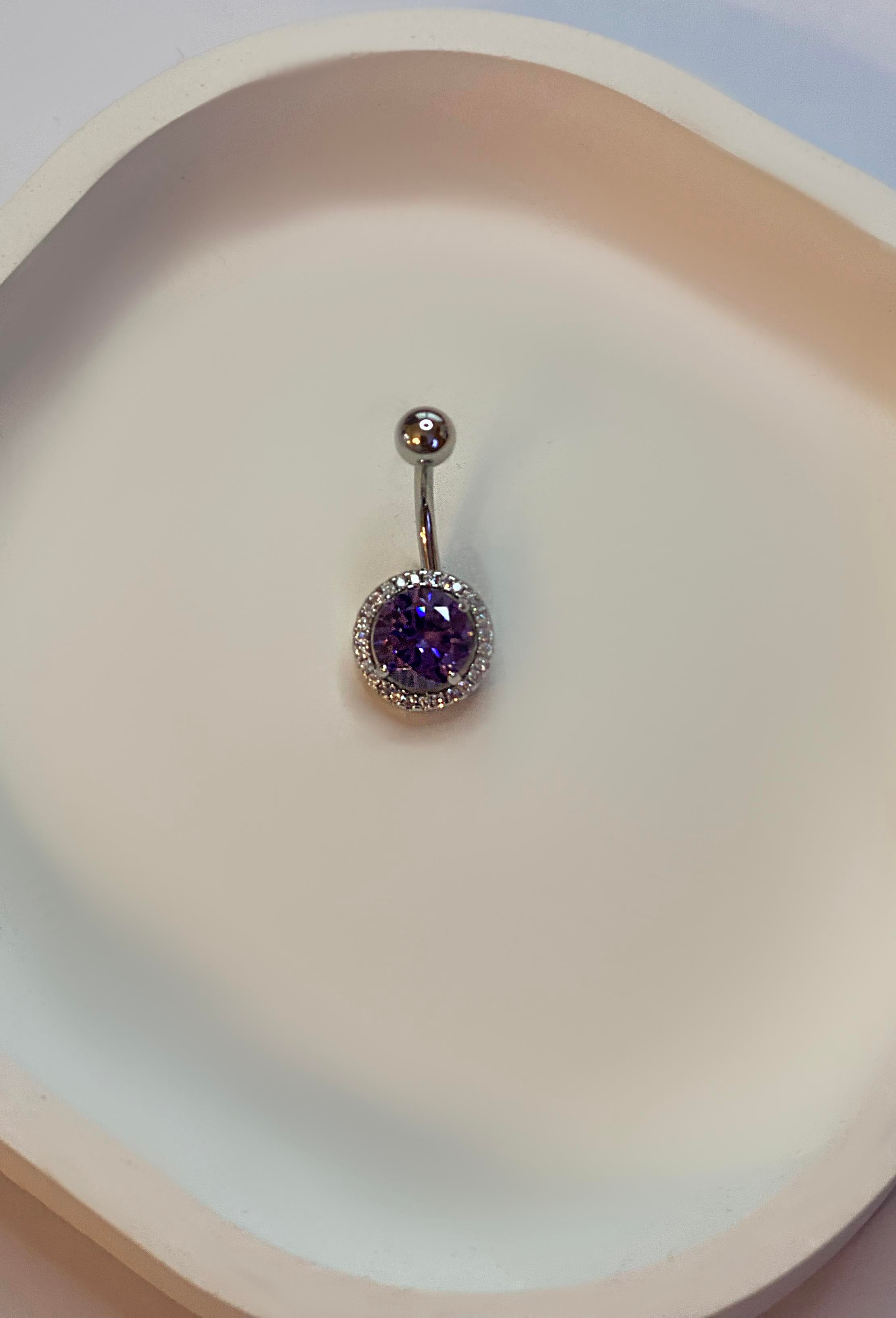 Kadın Mor Taş Detay Çelik Piercing