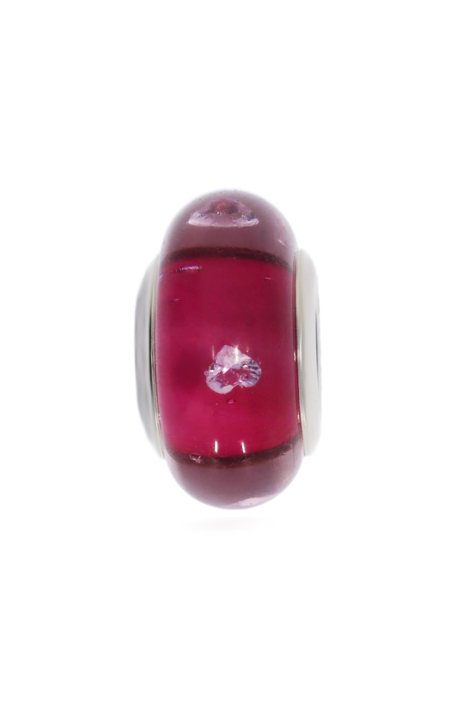 Kadın Pembe Renk Kalp Detay Gümüş Murano Charm