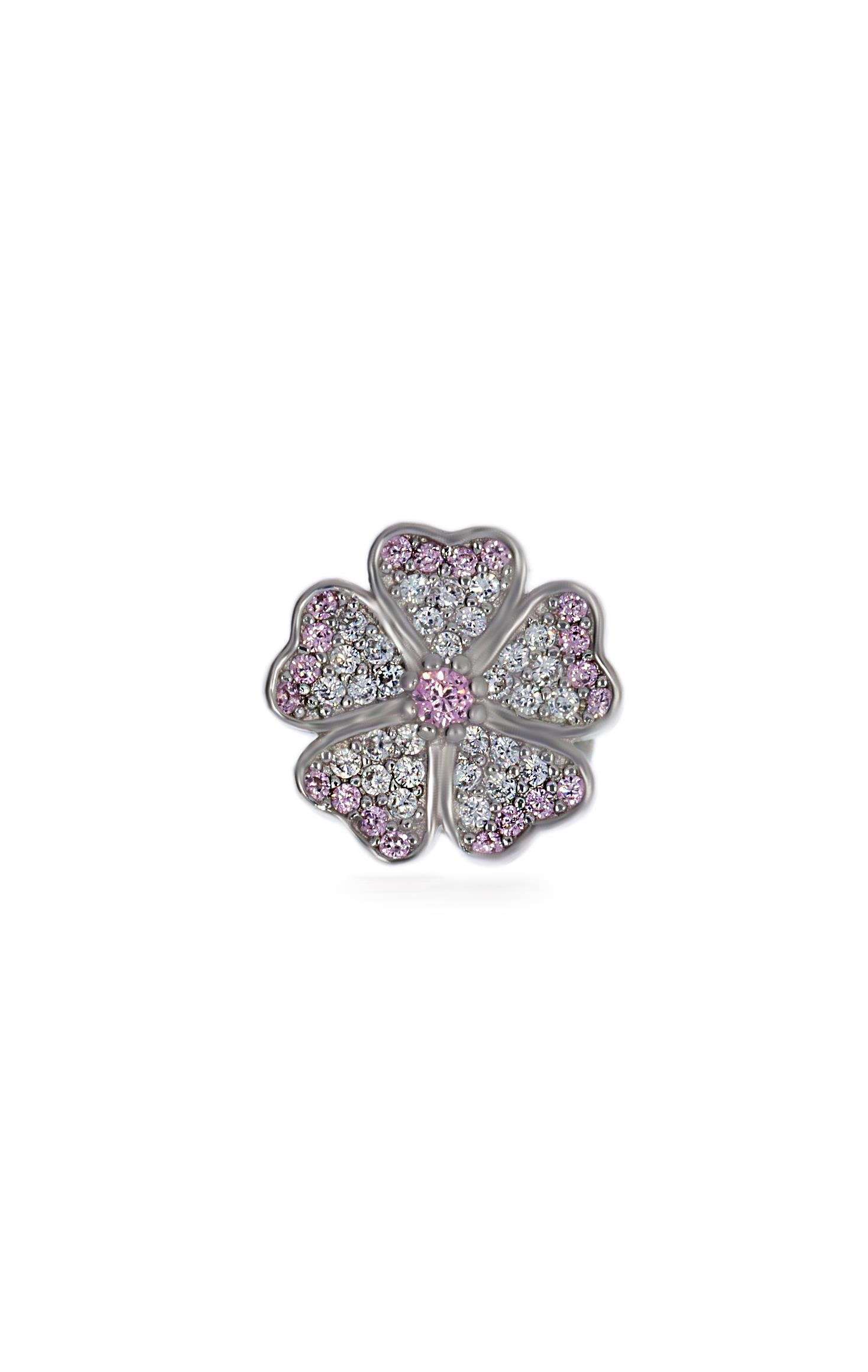 Kadın Pembe Taş Detaylı Çiçek Model Charm