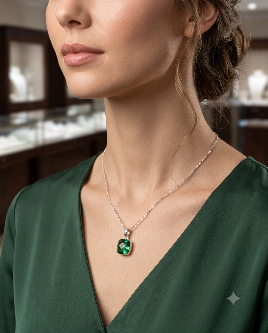 Kadın Renkli Taşlı Gümüş Kolye Ucu