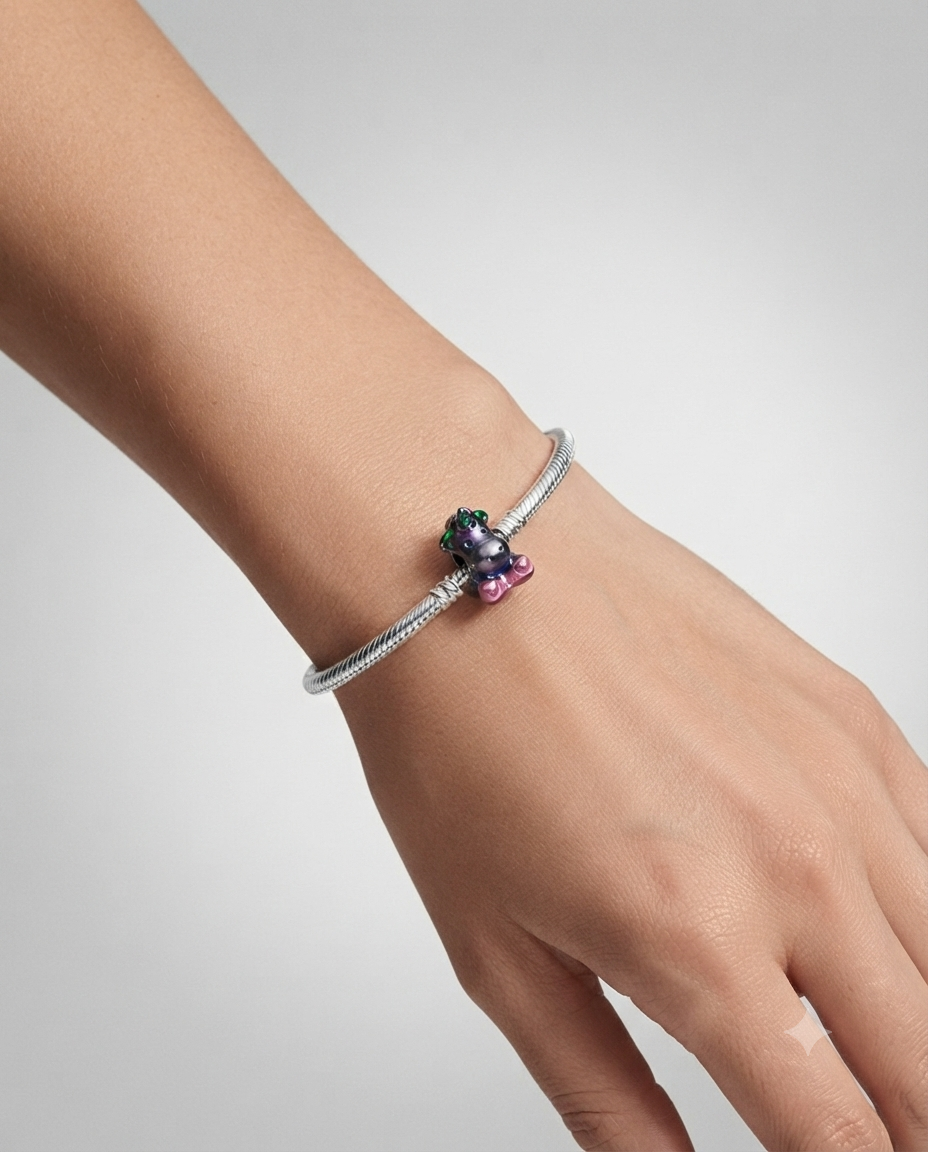 Kadın Renkli Unicorn Model Gümüş Charm