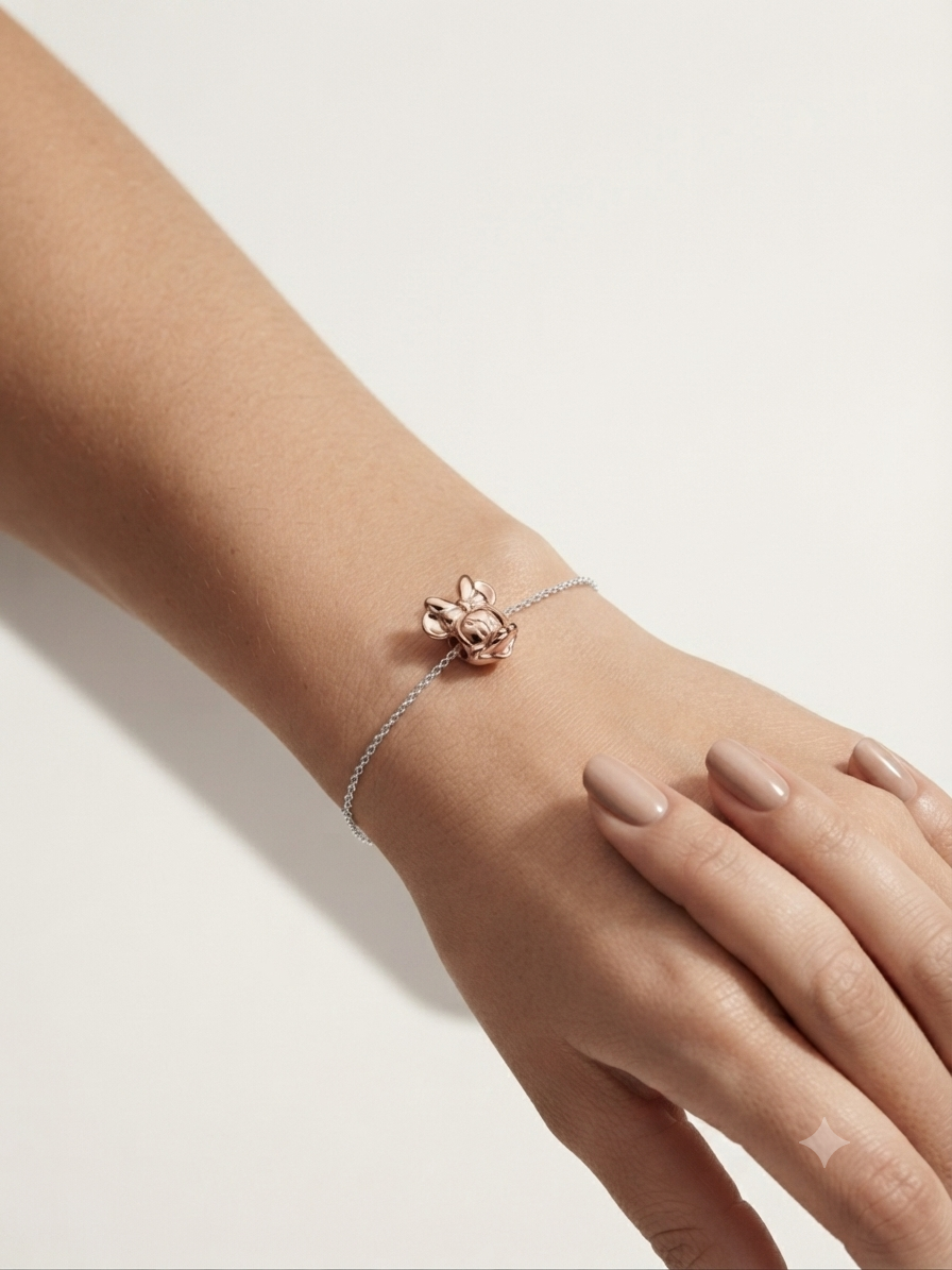 Kadın Rose Renk Minnie Model Gümüş Charm
