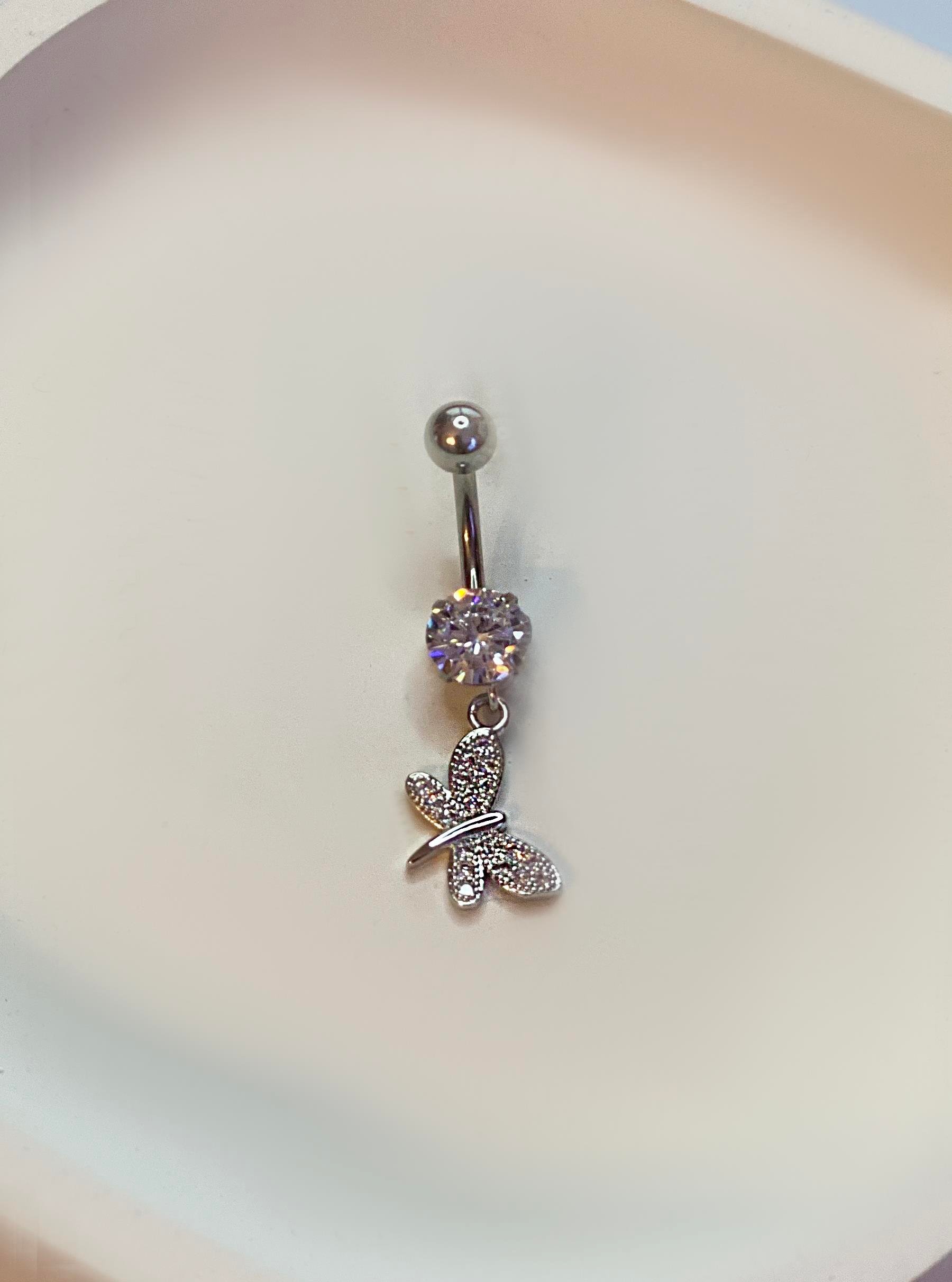 Kadın Sallantılı Tektaş Kelebek Model Çelik Piercing