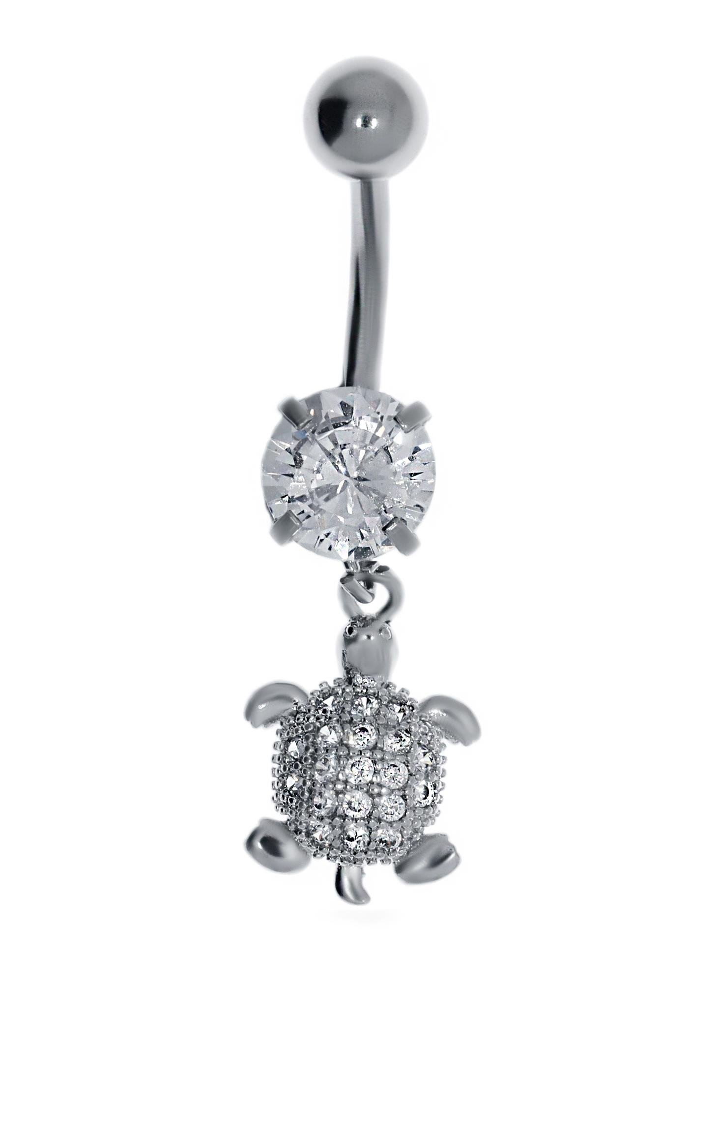 Kadın Taş Detay Kaplumbağa Model Çelik Piercing