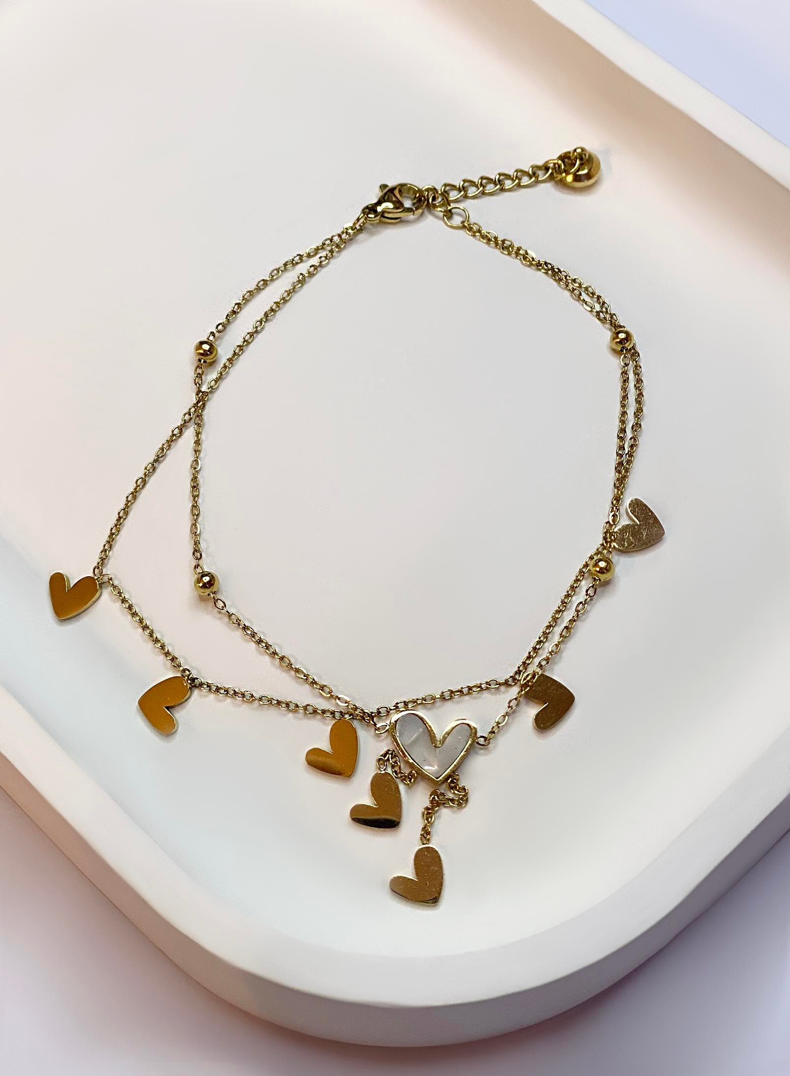 Kadın Uçuşan Kalpler Temalı Çelik Halhal