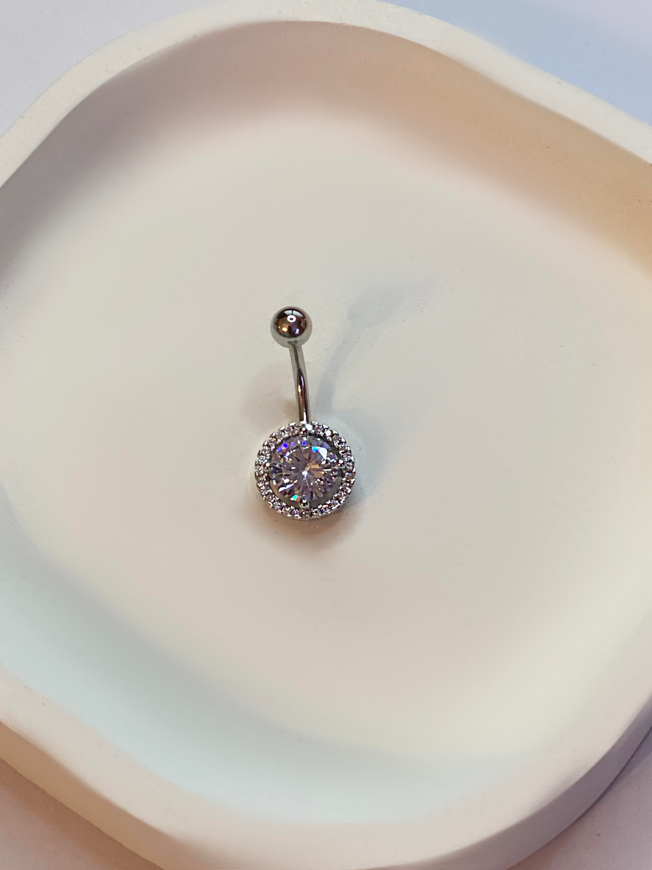 Kadın Yuvarlak Taş Detay Çelik Piercing