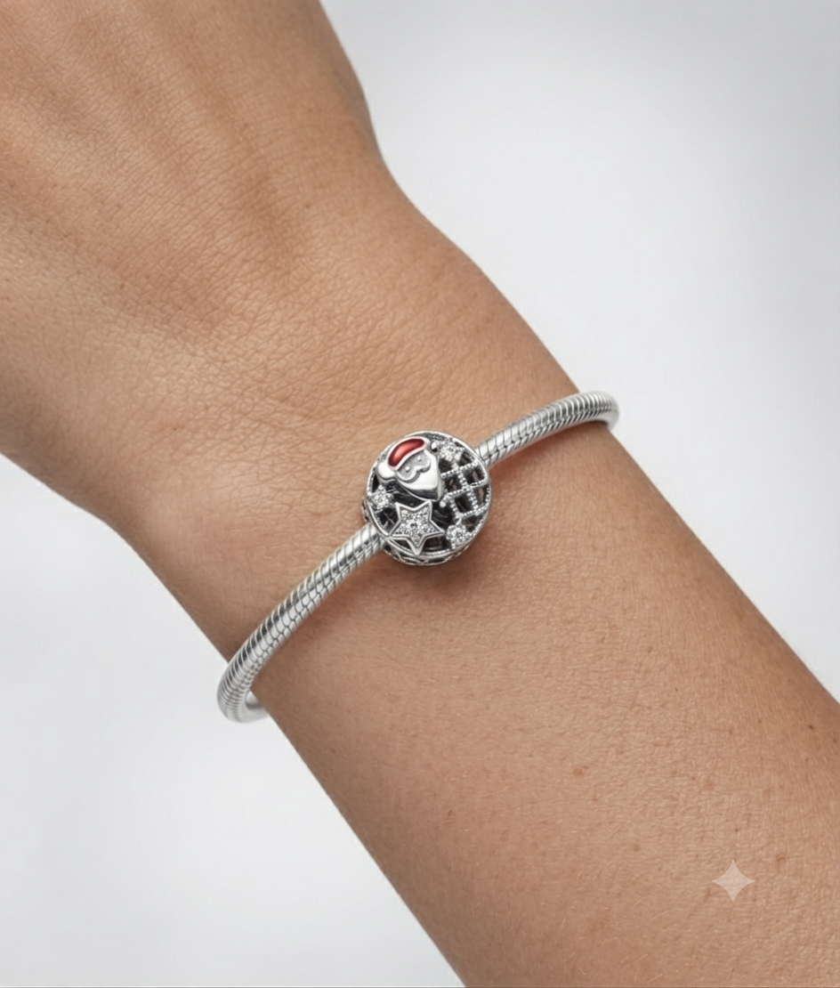 Kış Temalı Noel Baba Model Gümüş Charm