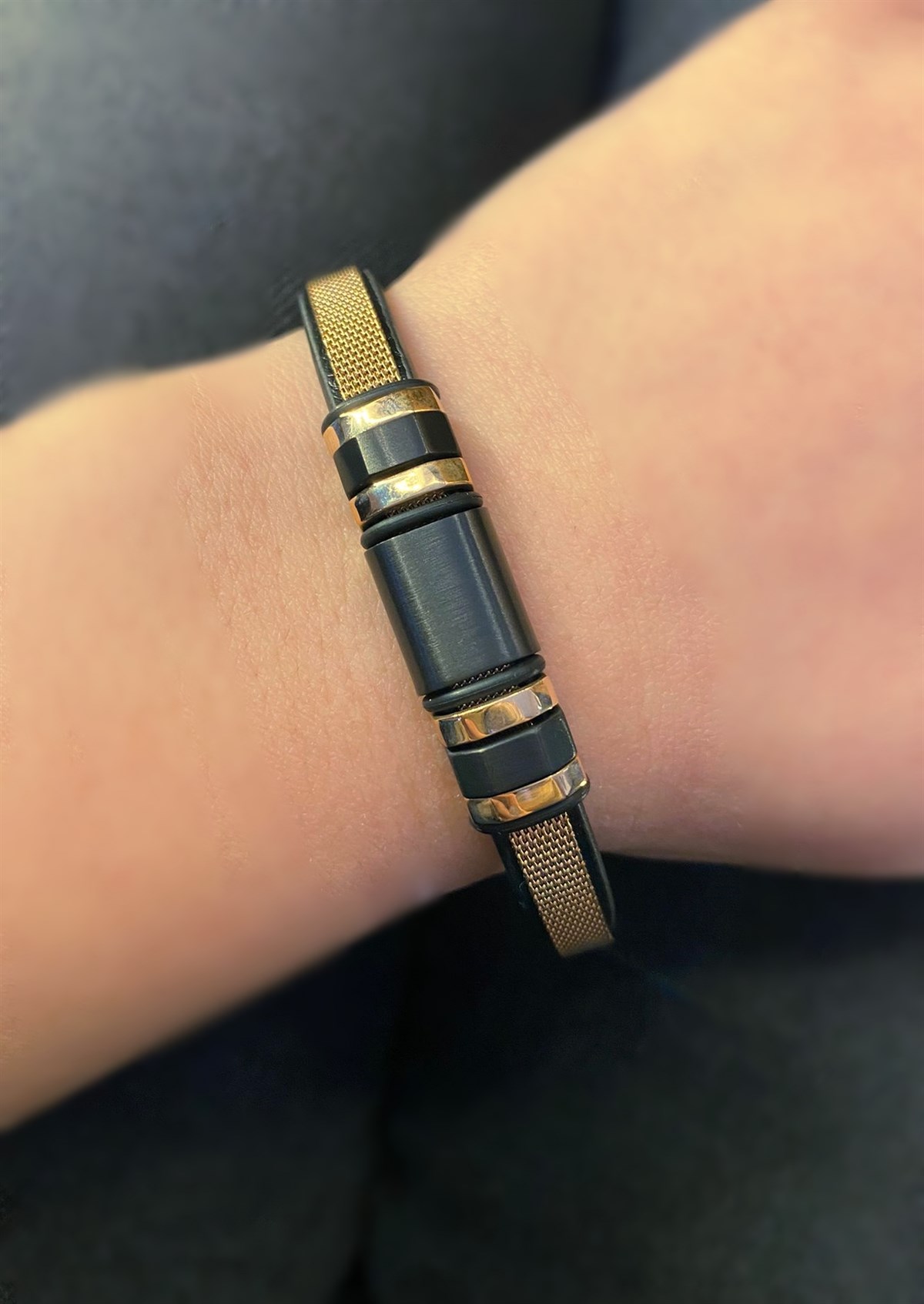 Paslanmaz Çelik Hakiki Deri Alerji Yapmaz Üzeri Örgü Model Bakır Renk Erkek Bileklik