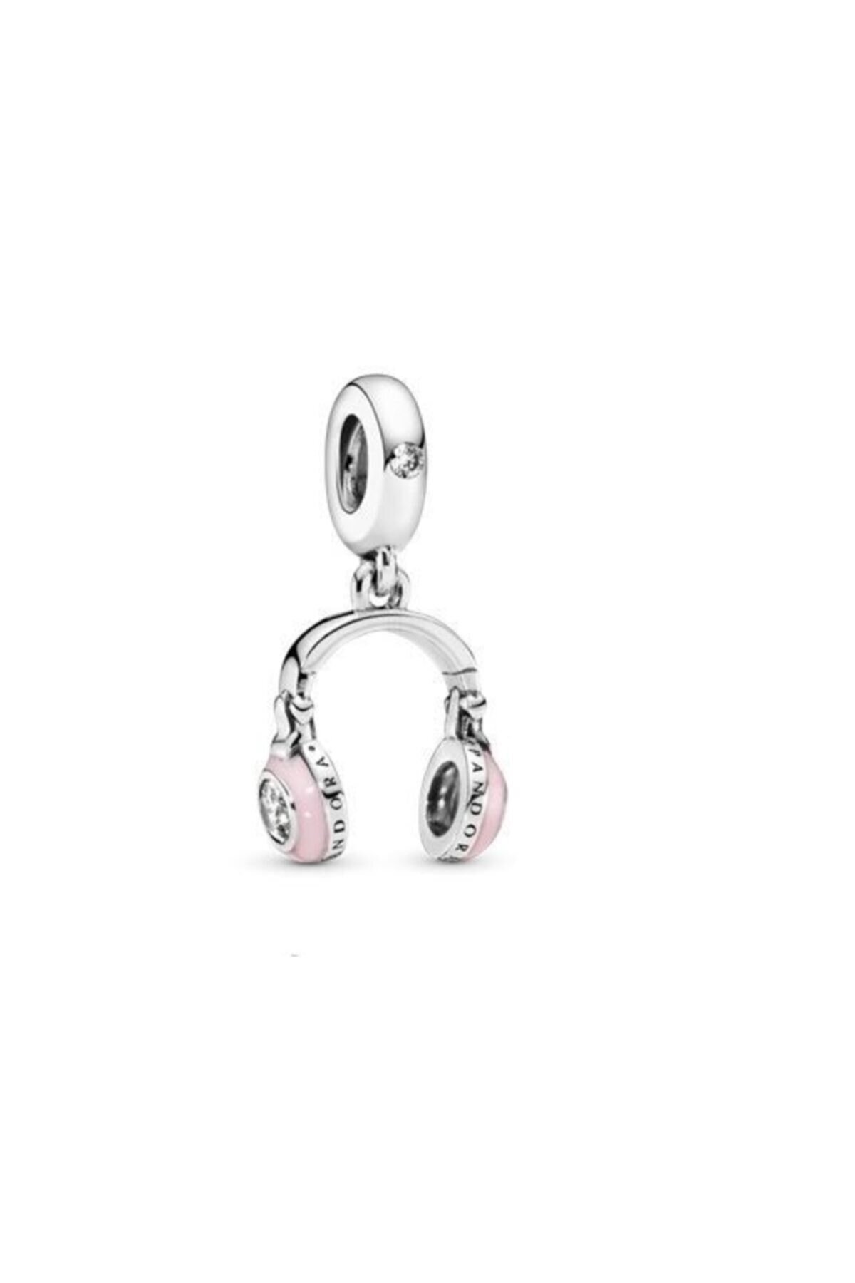 Pembe Kulaklık Model Taşlı Gümüş Charm