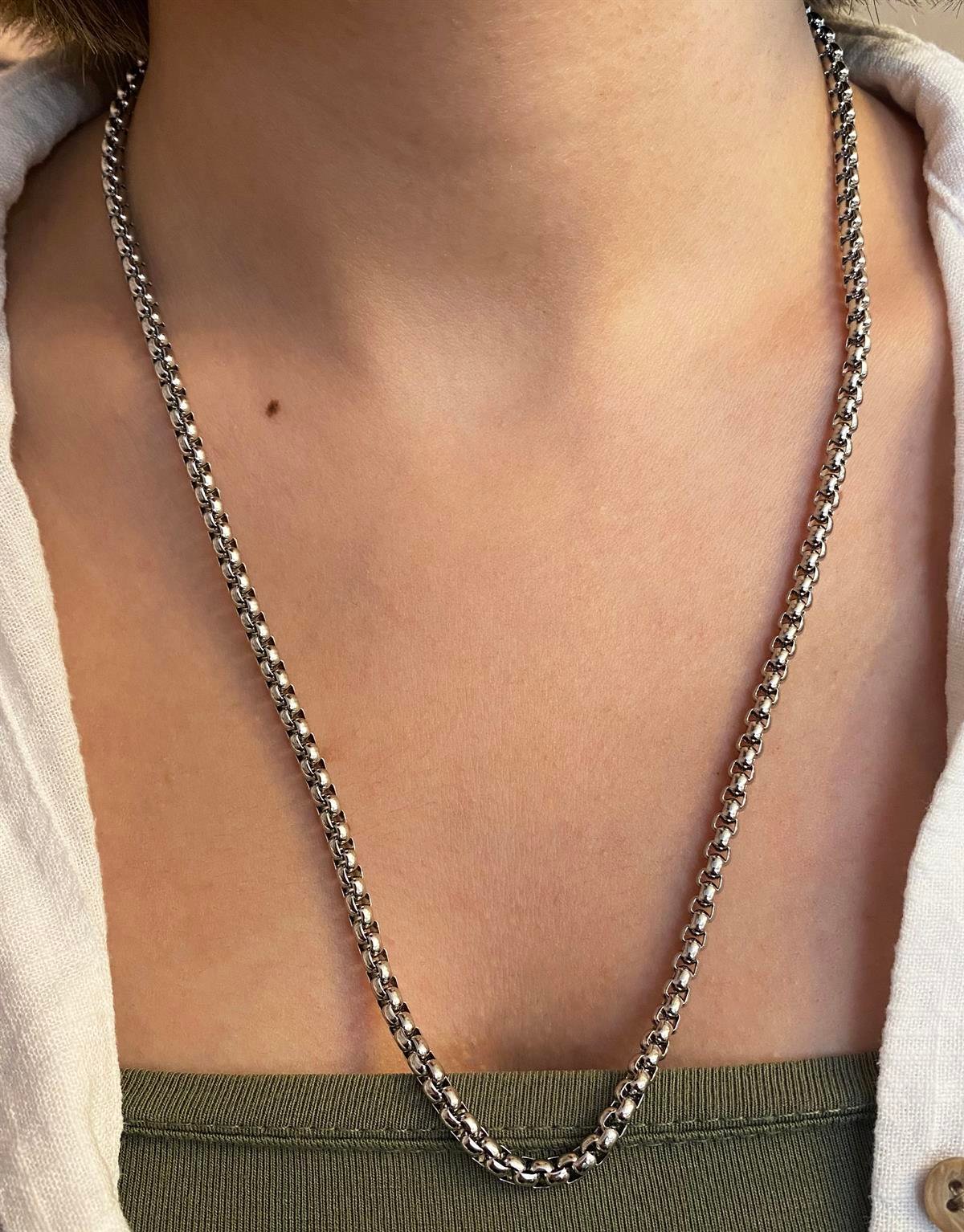 Unisex Çelik 4 mm Zincir Kolye