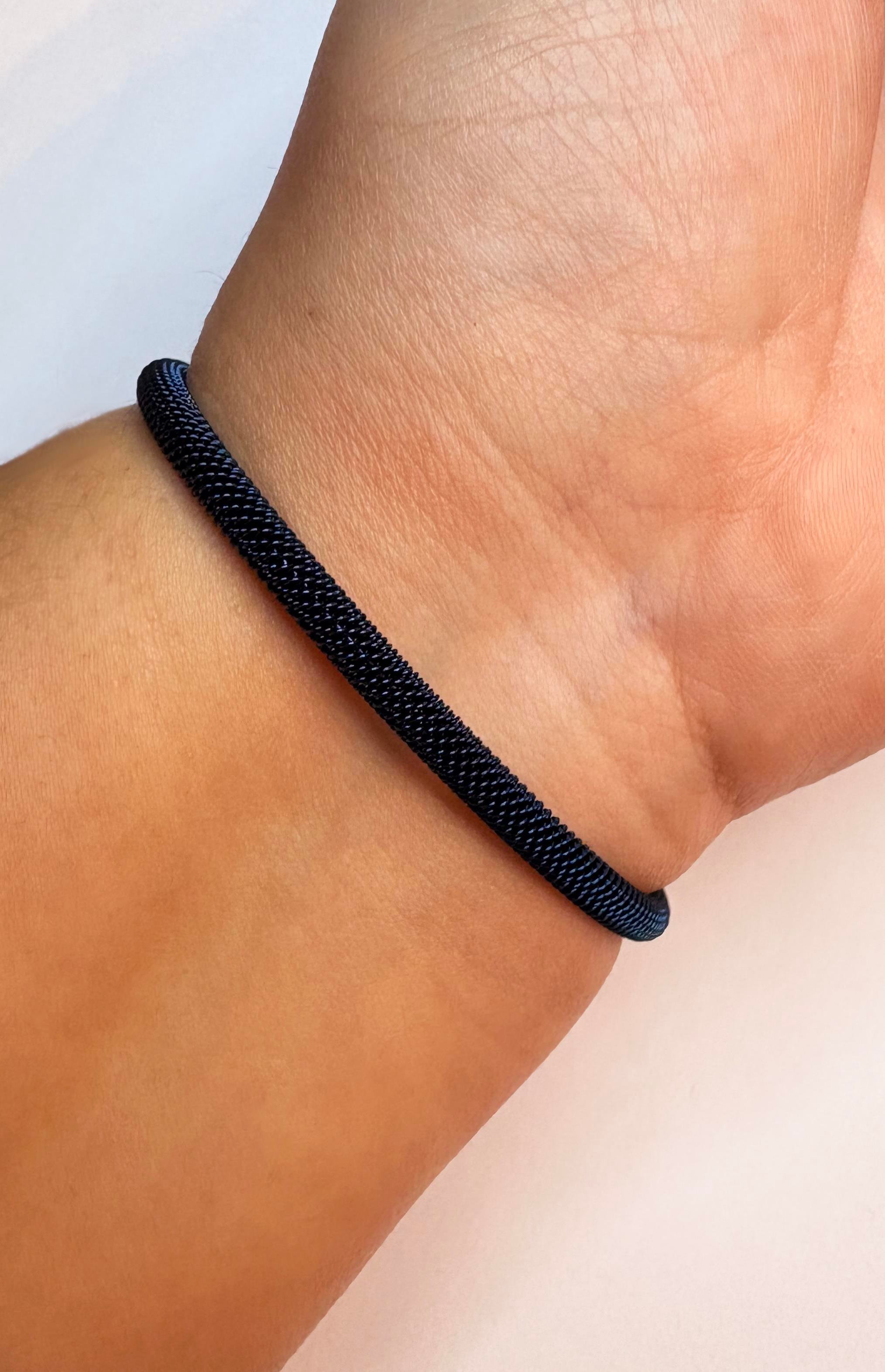 Unisex Gümüş Renk Toka Model Lacivert Çelik Bileklik 