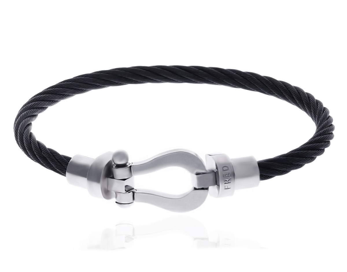Unisex Siyah Silver Renk Toka Detaylı Çelik Bileklik